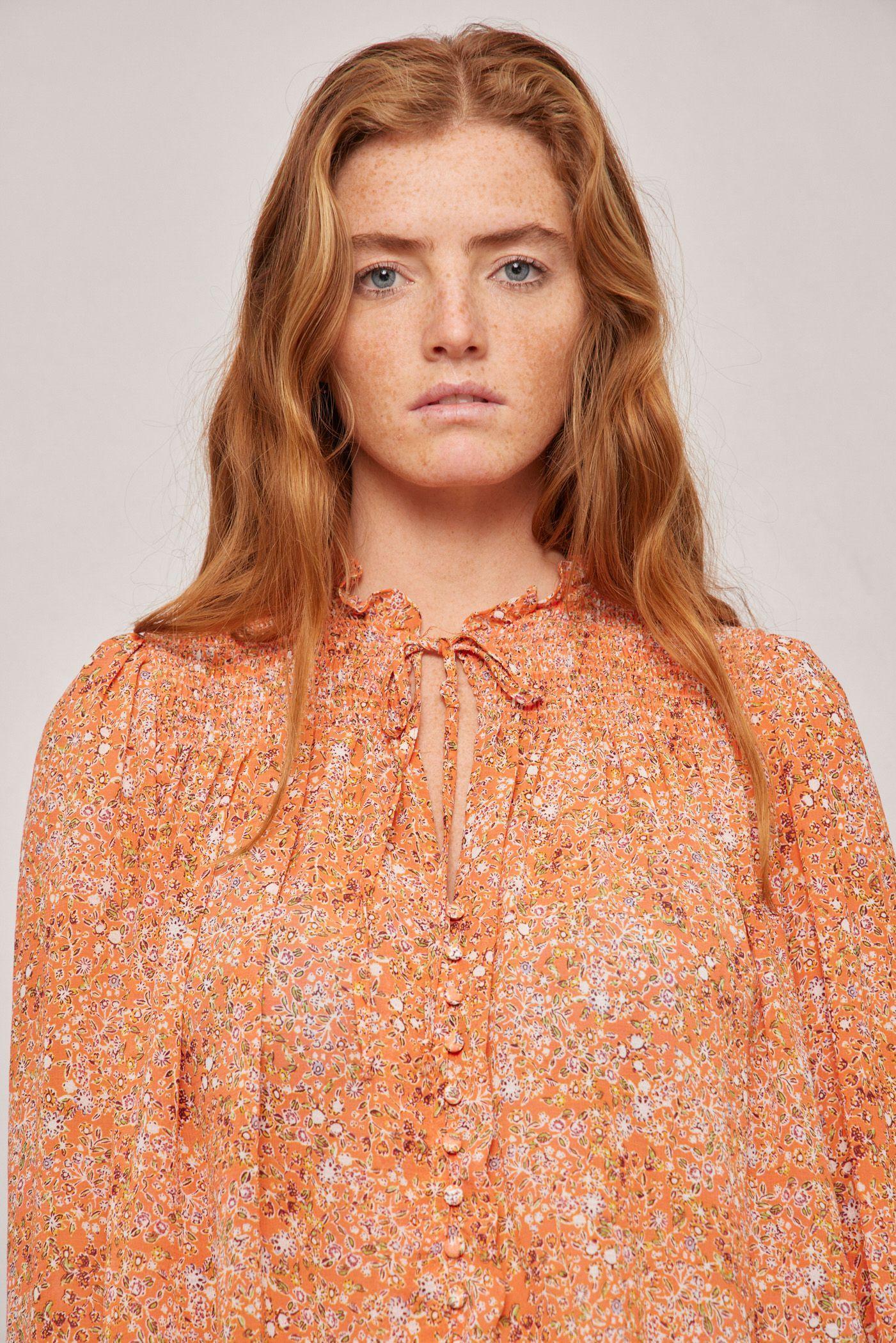 Blusa casual  naranja free people talla L-4