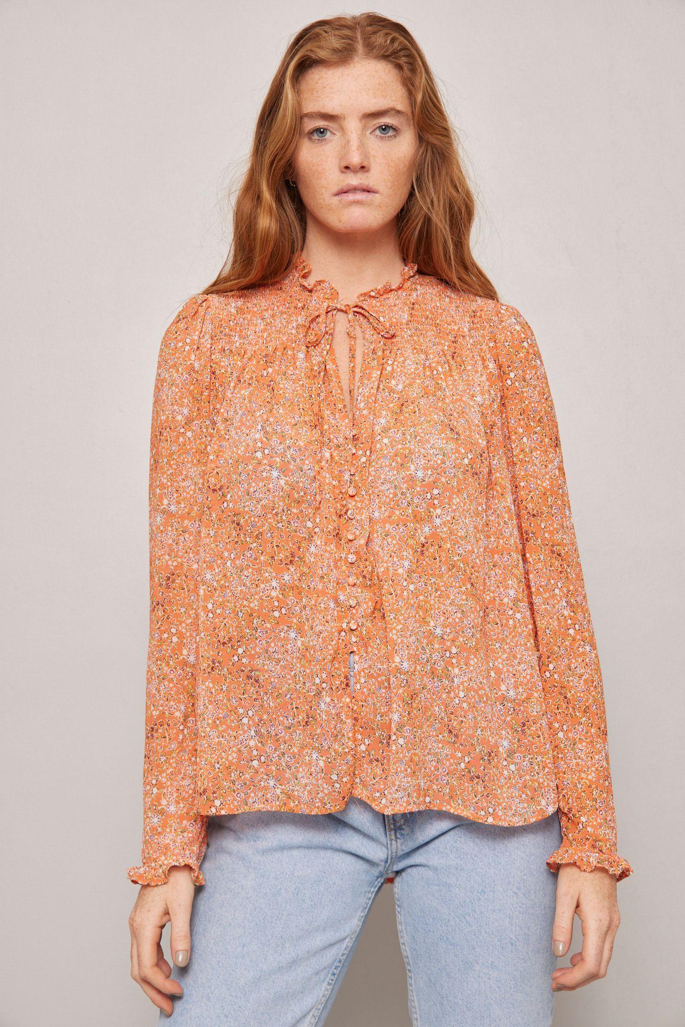 Blusa casual  naranja free people talla L-0