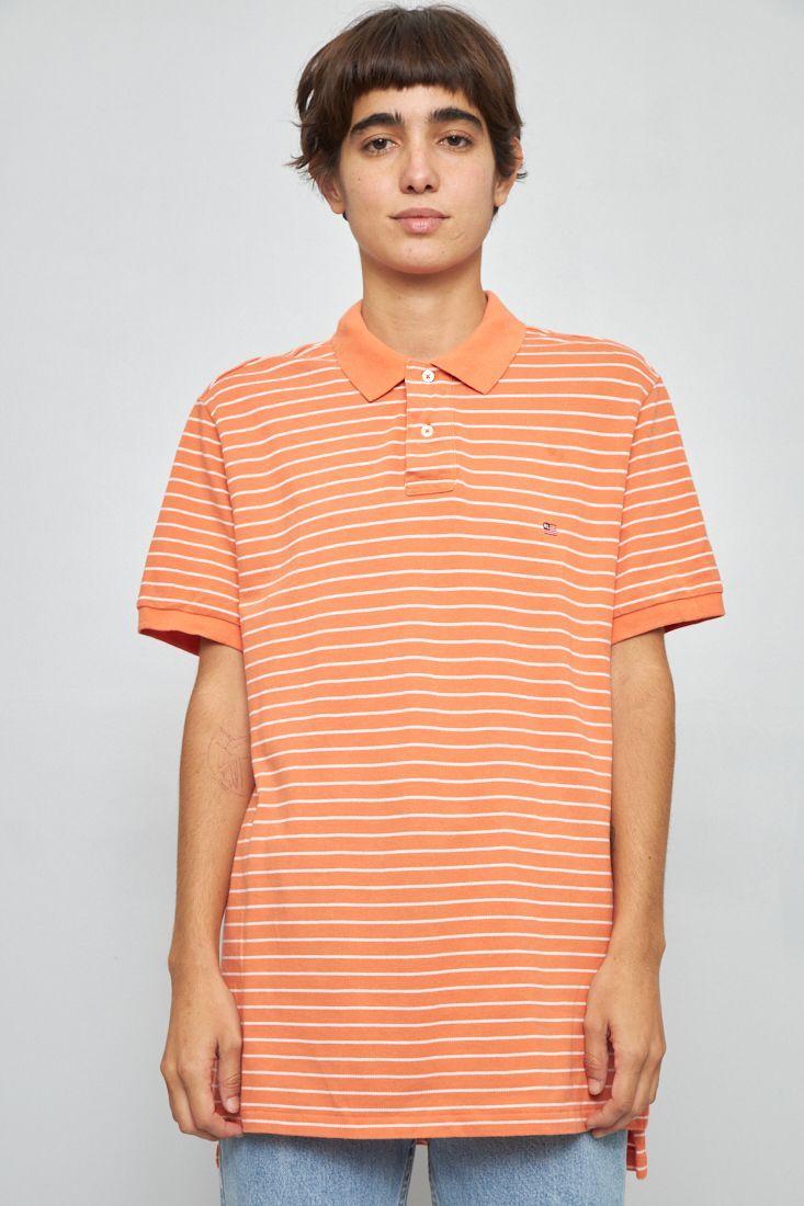 Polera manga corta reciclado naranja polo talla L -0