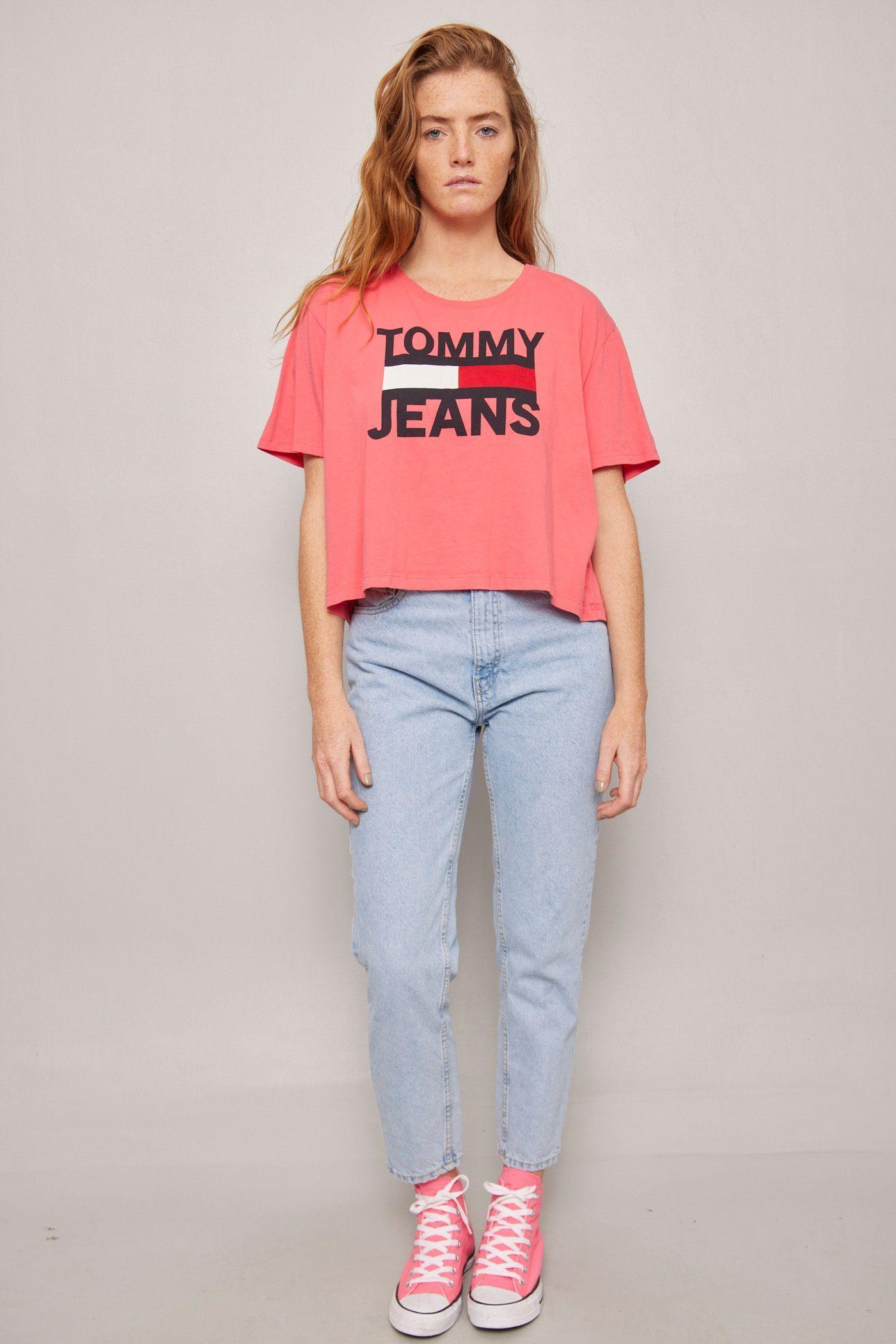 Polera casual  fucsia tommy hilfiger talla L-3