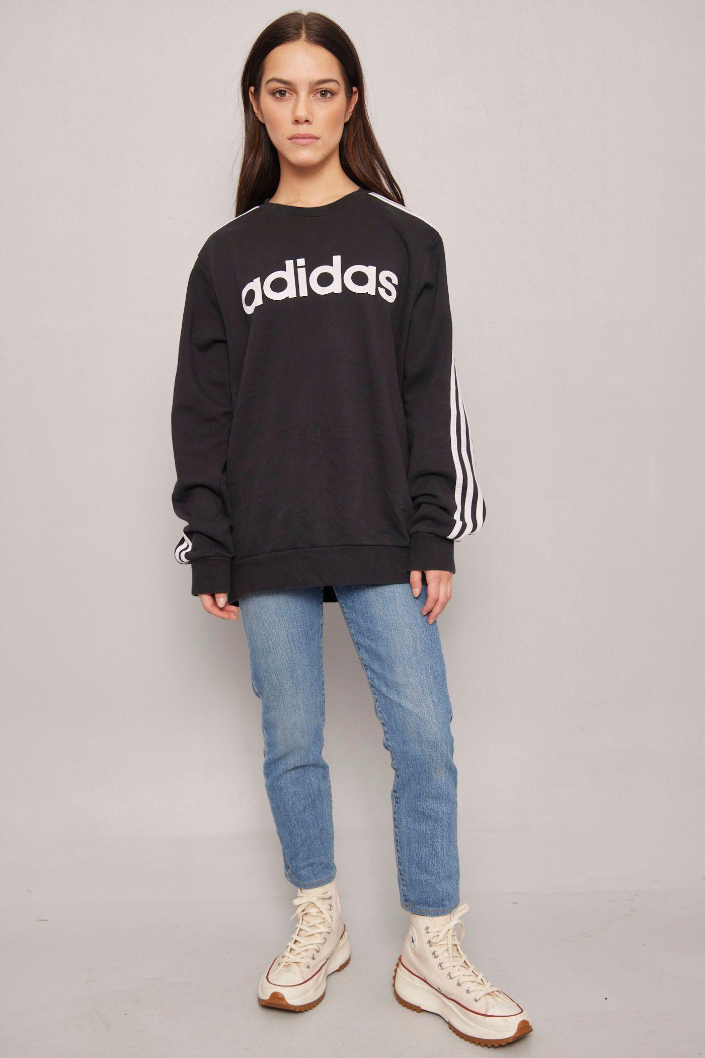 Poleron casual  negro  adidas talla M-3