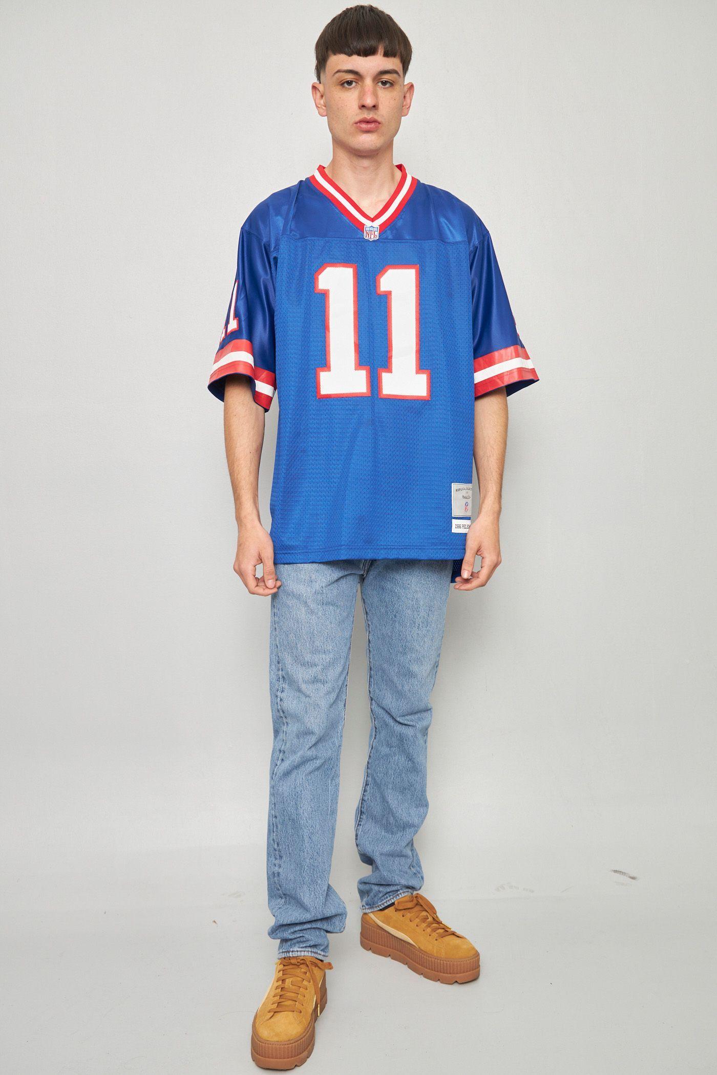 Polera casual reciclado azul mitchel and ness talla M-3