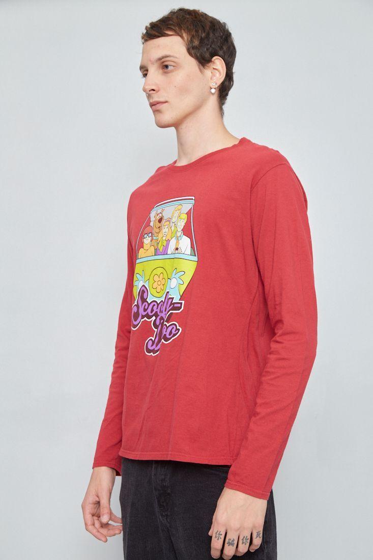 Polera manga larga reciclado burdeo scooby doo talla XL-1