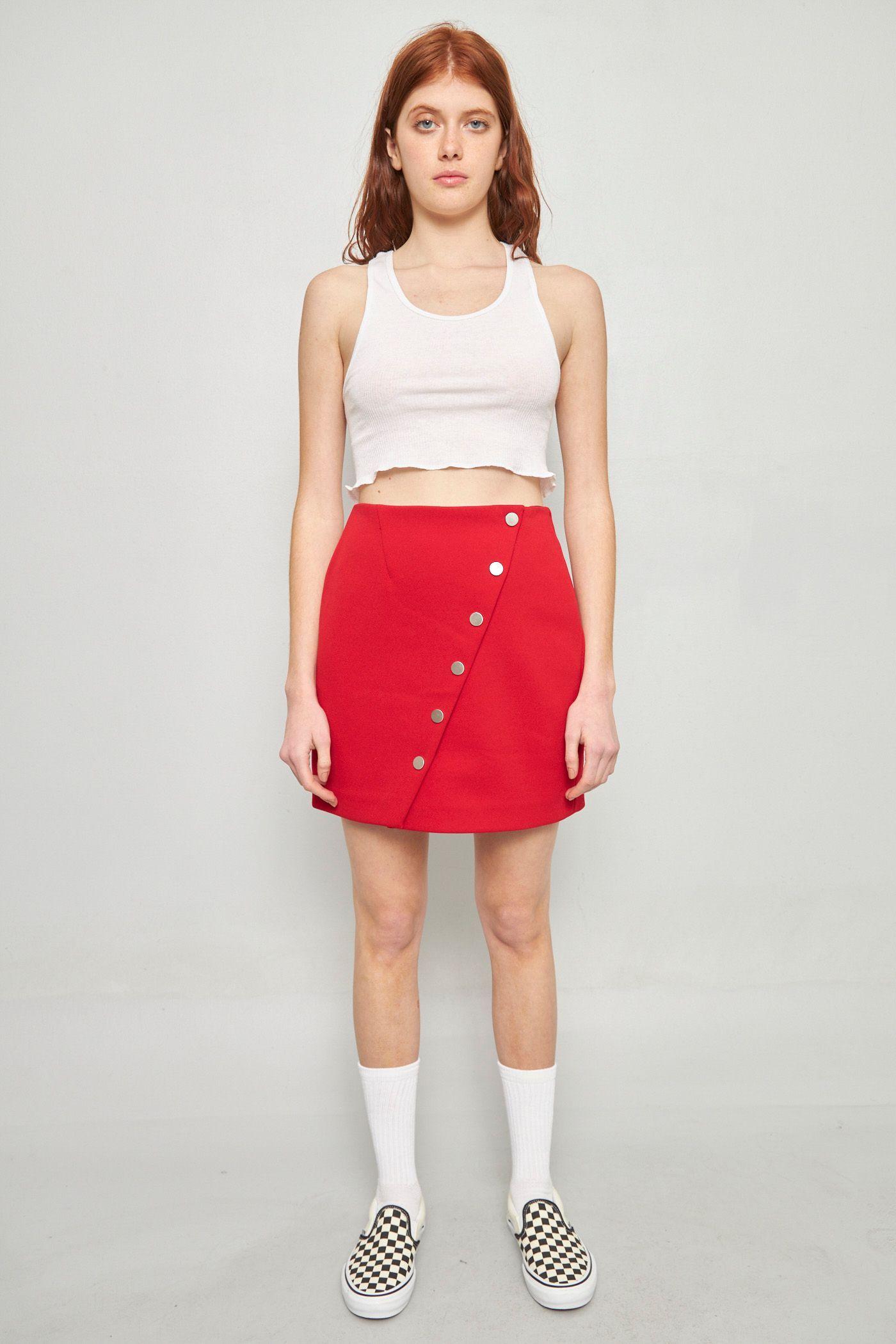 Falda casual reciclado rojo maje talla 38  -4