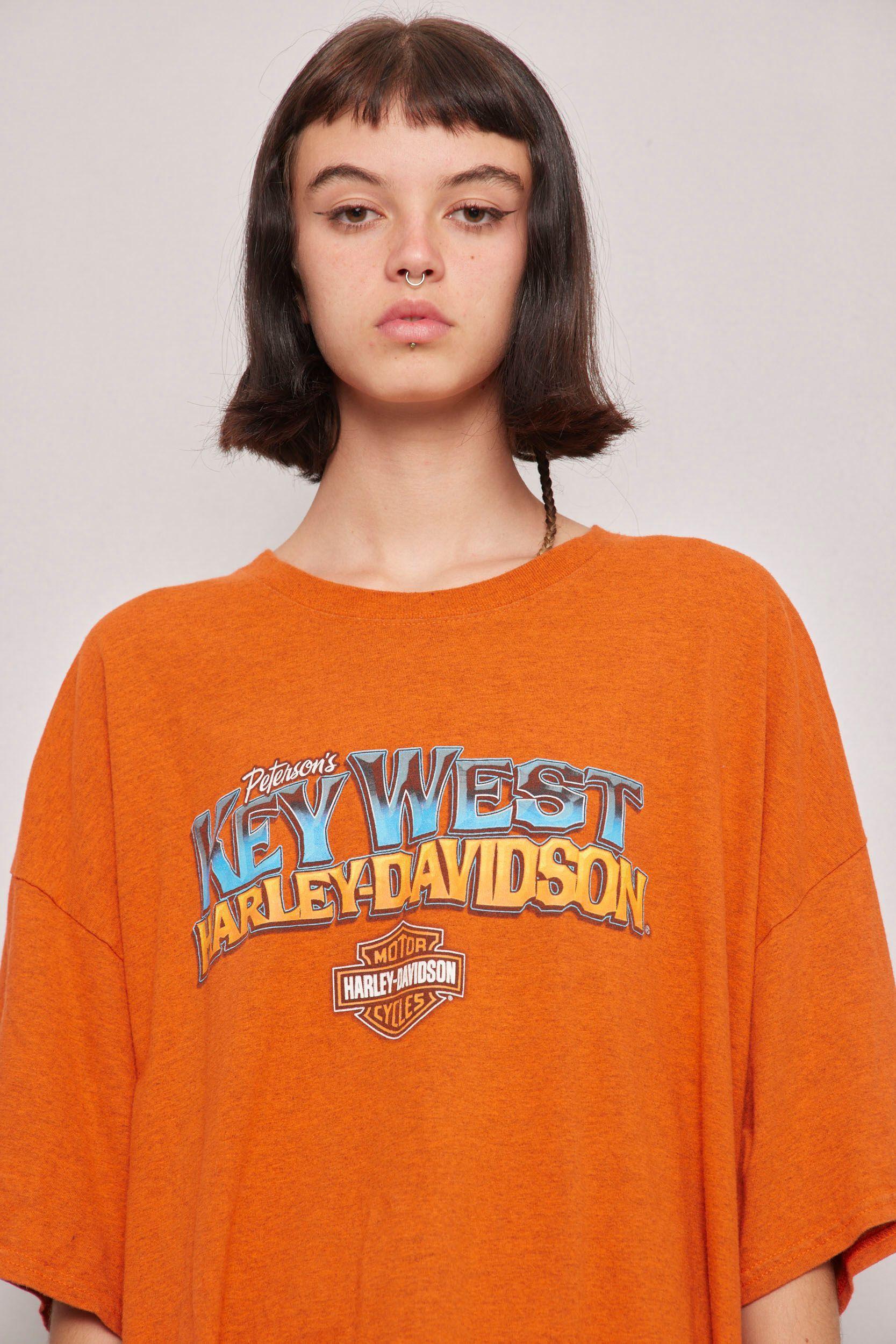 Polera casual  naranja harley davidson talla 3XL-4