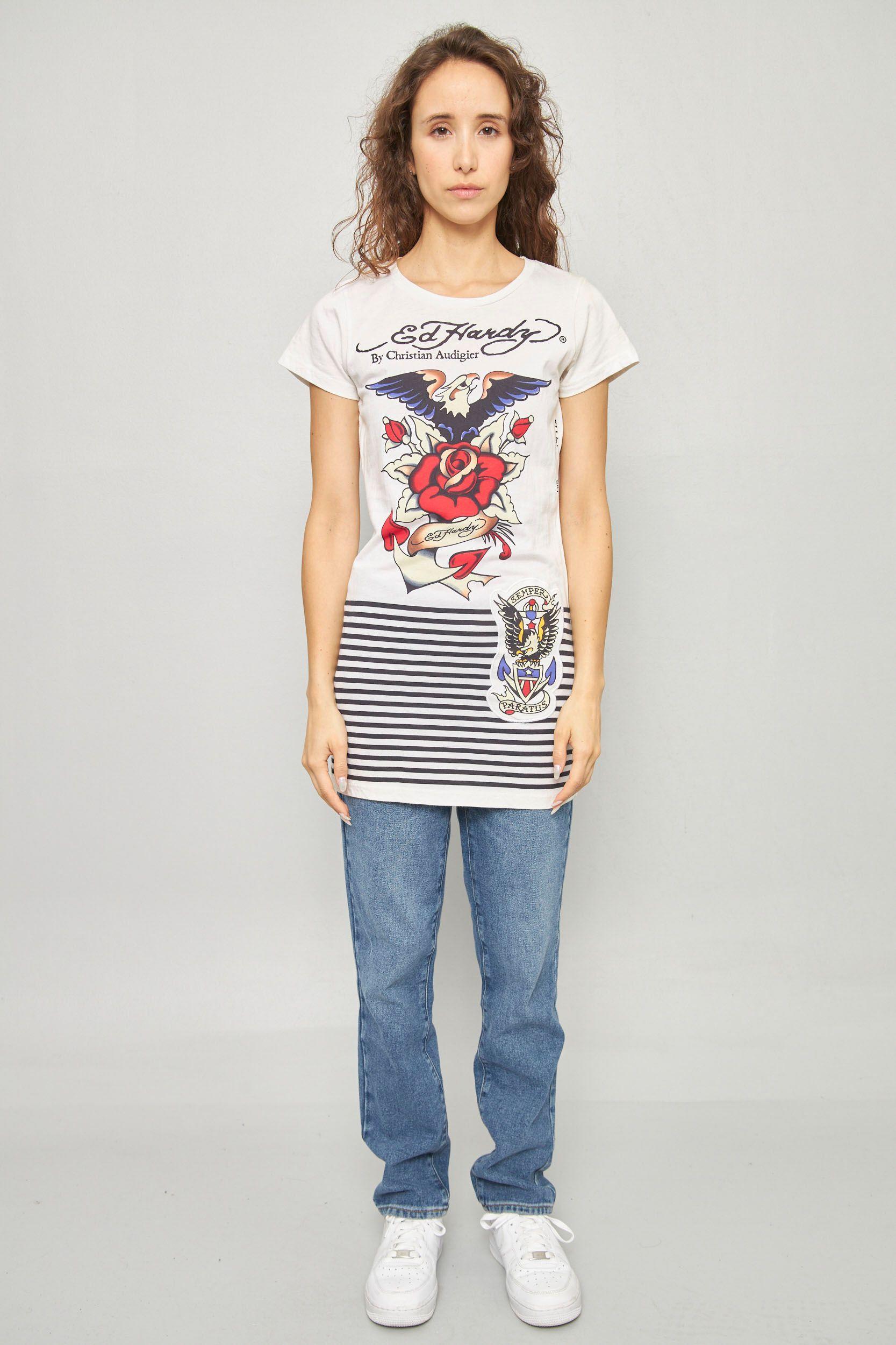 Polera casual  crema ed. hardy talla M-3