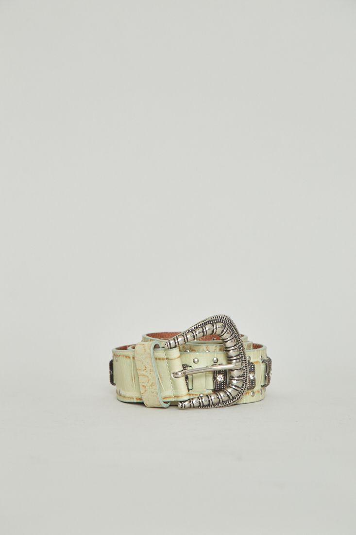 Cinturon vintage reciclado verde berge talla S  -1