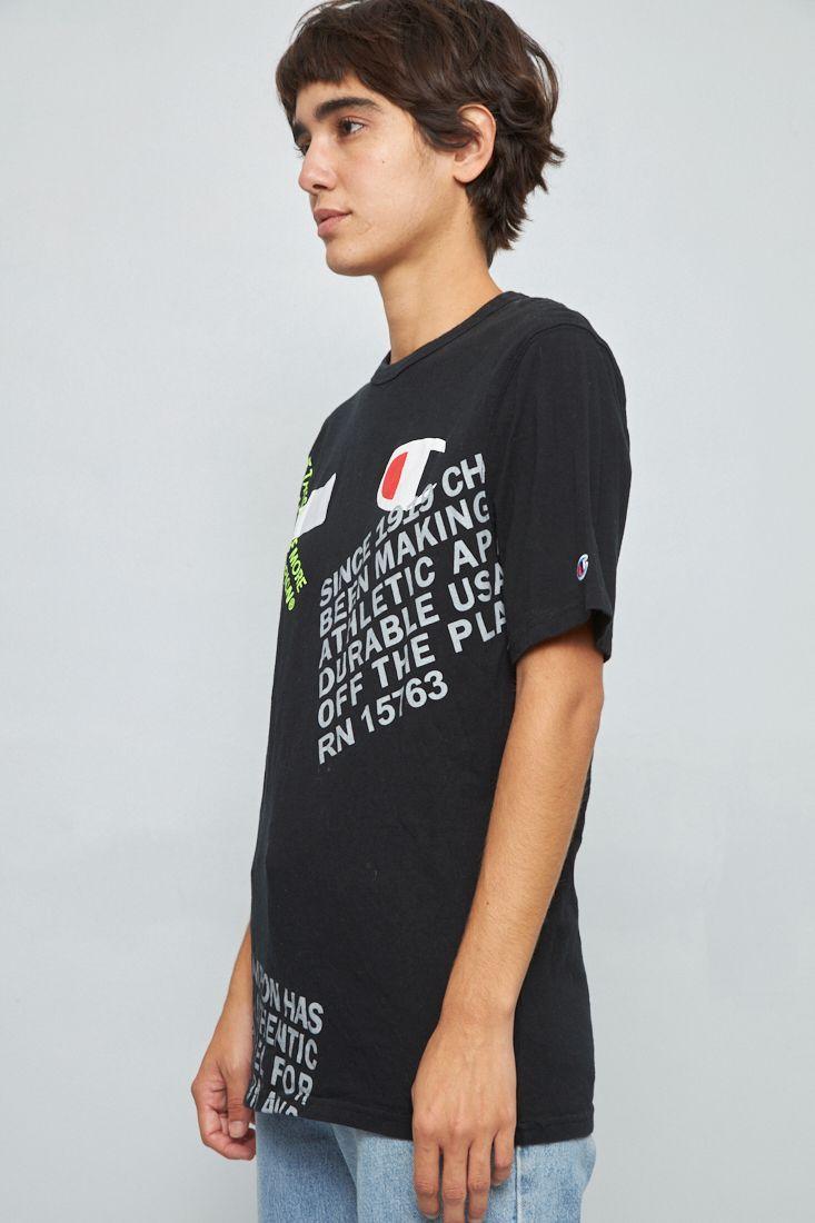 Polera manga corta reciclado negro champion talla M -1