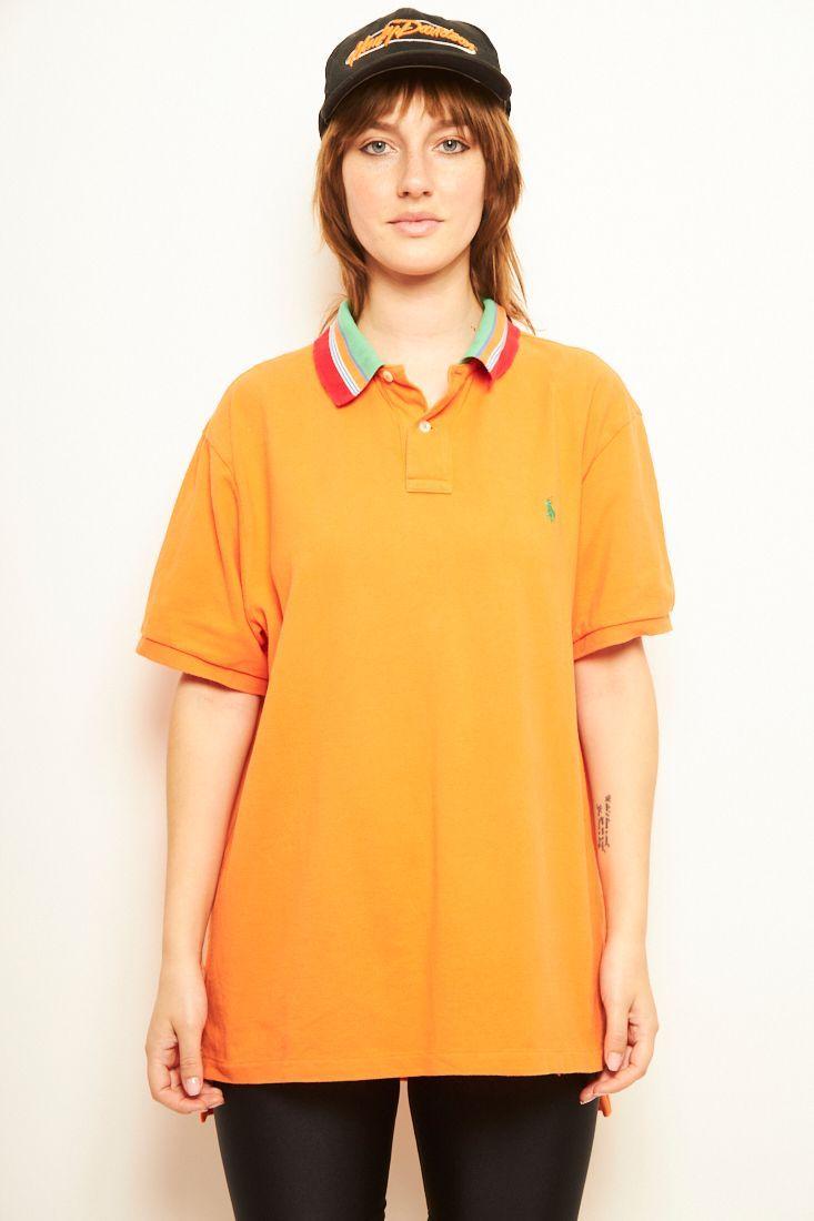 Polera casual reciclado naranja ralph lauren talla XL -0