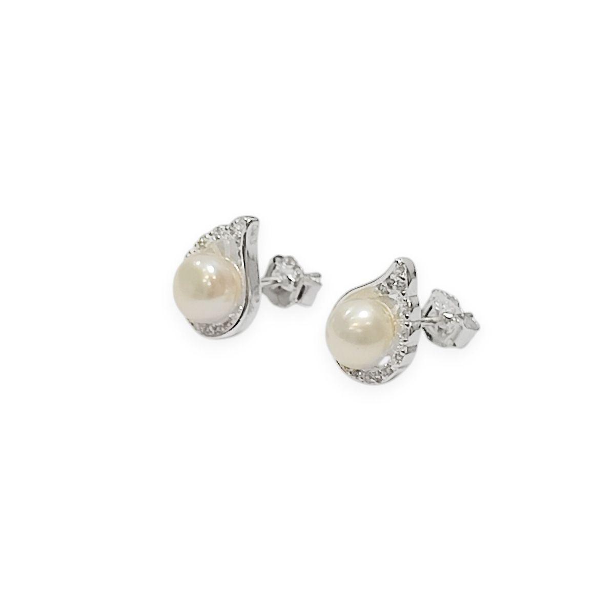 Aros Perla De Río Circón Ala Plata Fina 925-2