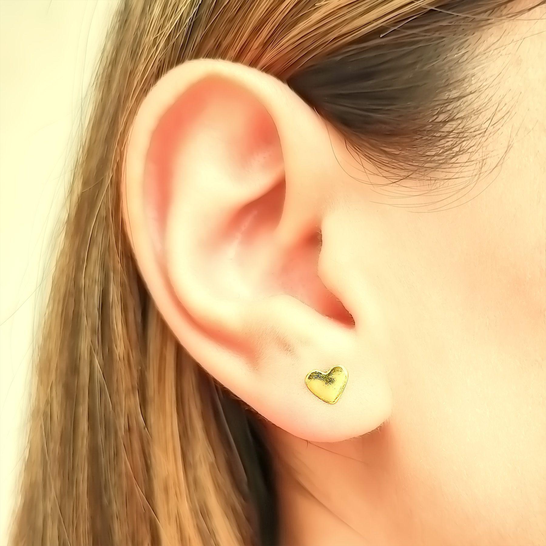 Aros Corazón Plano Enchapado Oro 18K-3