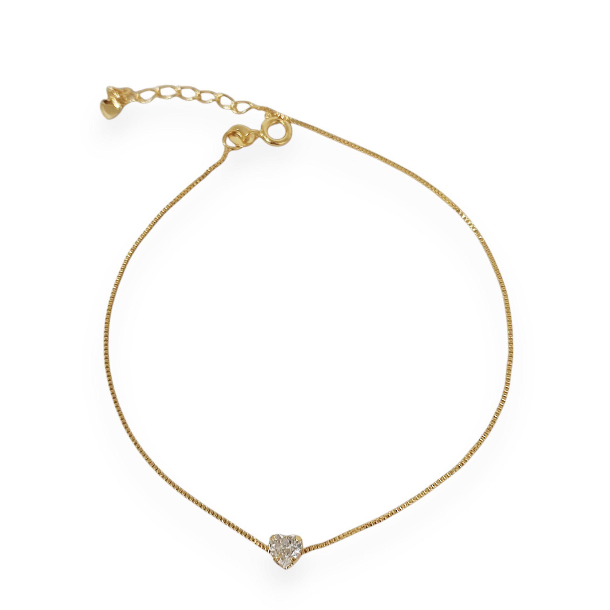 Tobillera Corazón Cadena Veneciana Enchapado Oro 18K-2