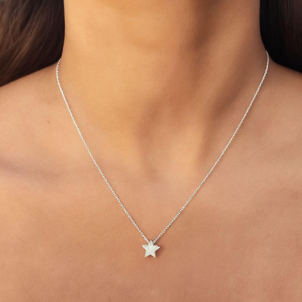 Collar Estrella Circón Plata Fina 925-2