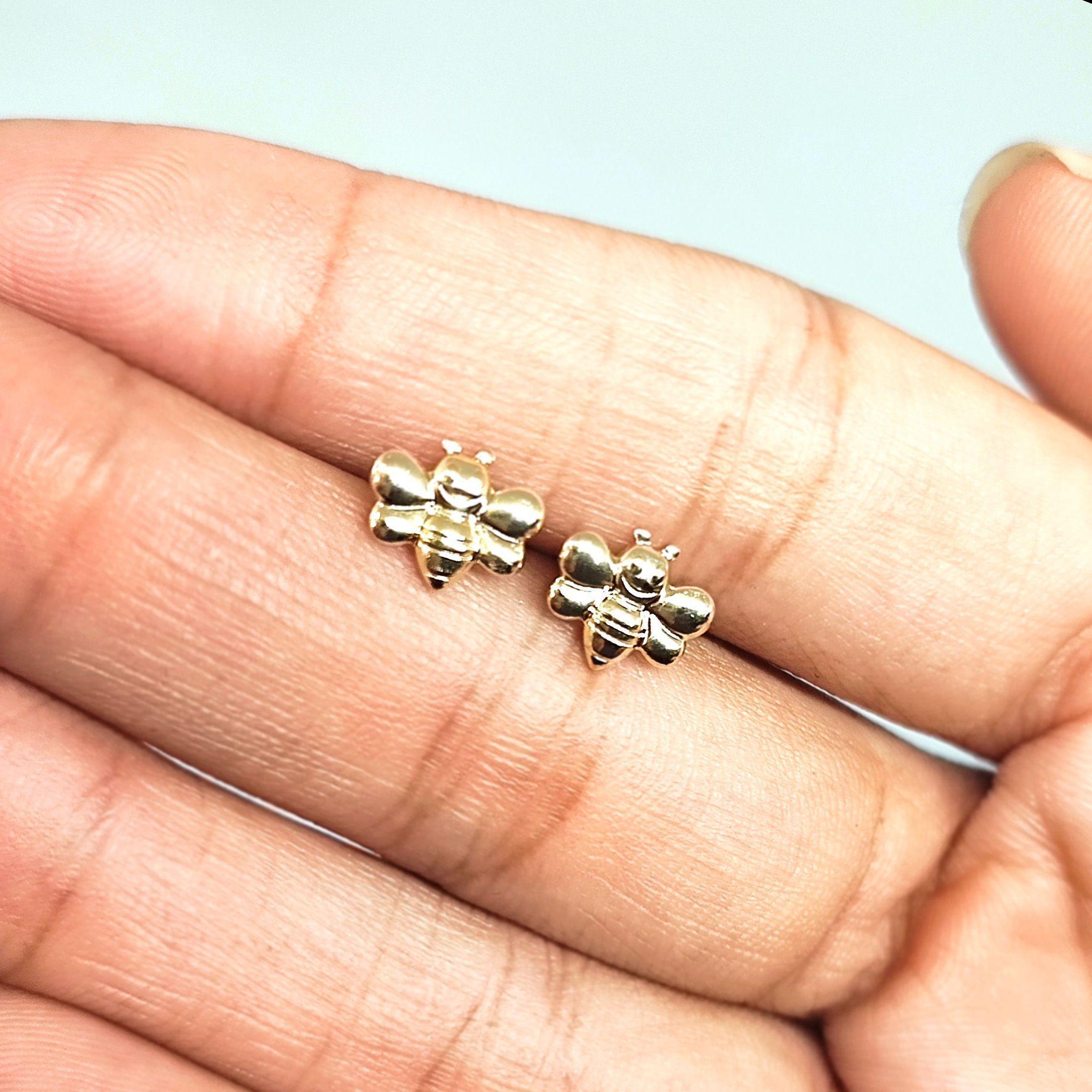 Aros Abeja Mini Enchapado Oro 18K-2