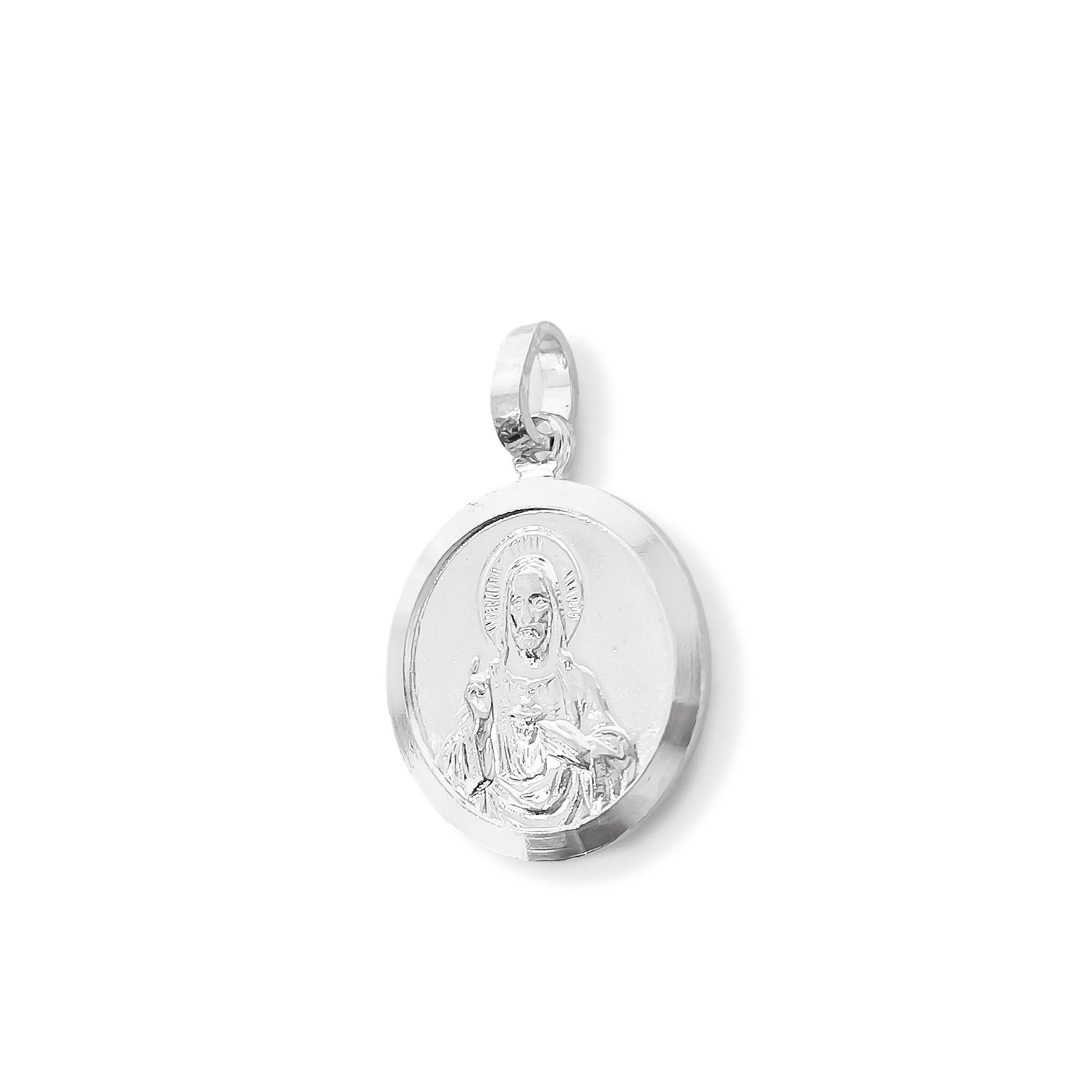 Colgante Medalla Sagrado Corazón 16mm Plata Fina 925-2