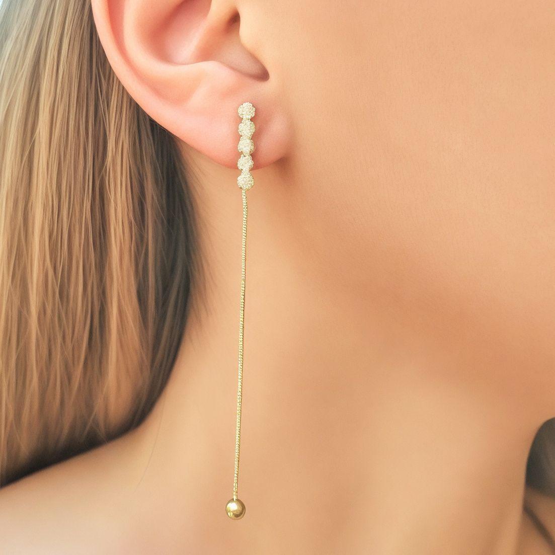 Aros Cleo Circón Colgante Enchapado Oro 18K-2