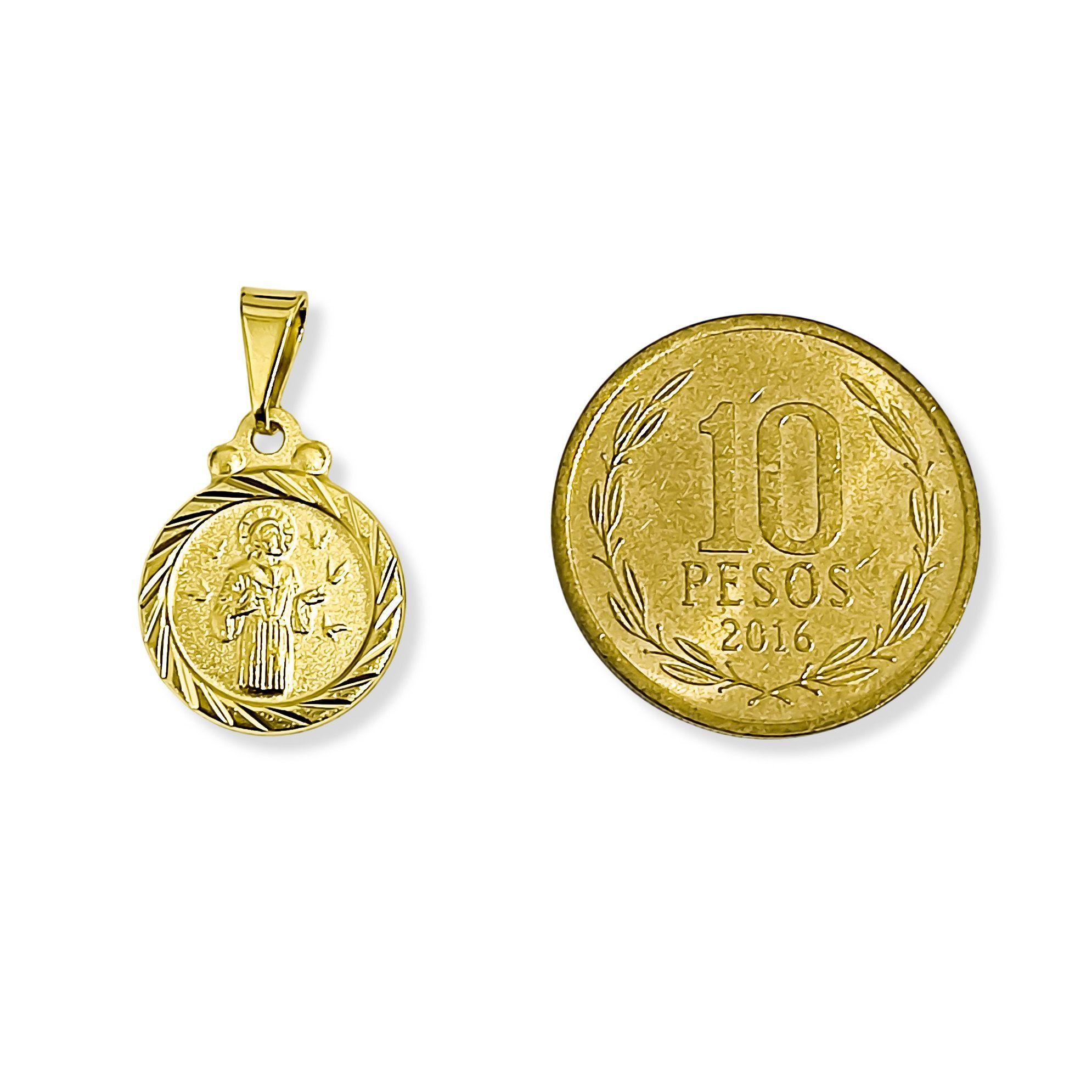 Colgante Medalla San Francisco Borde 13mm Enchapado Oro 18K-3