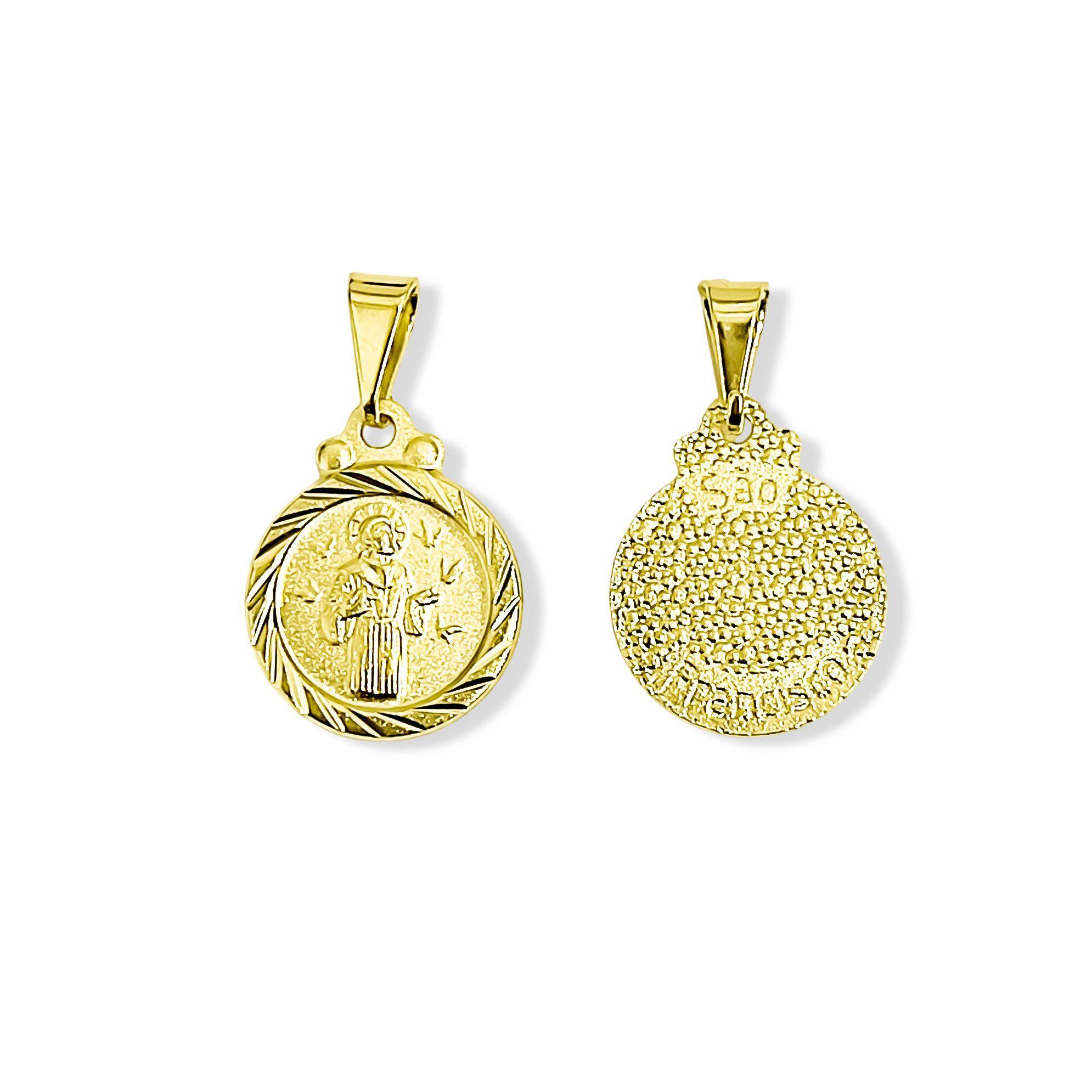 Colgante Medalla San Francisco Borde 13mm Enchapado Oro 18K-4
