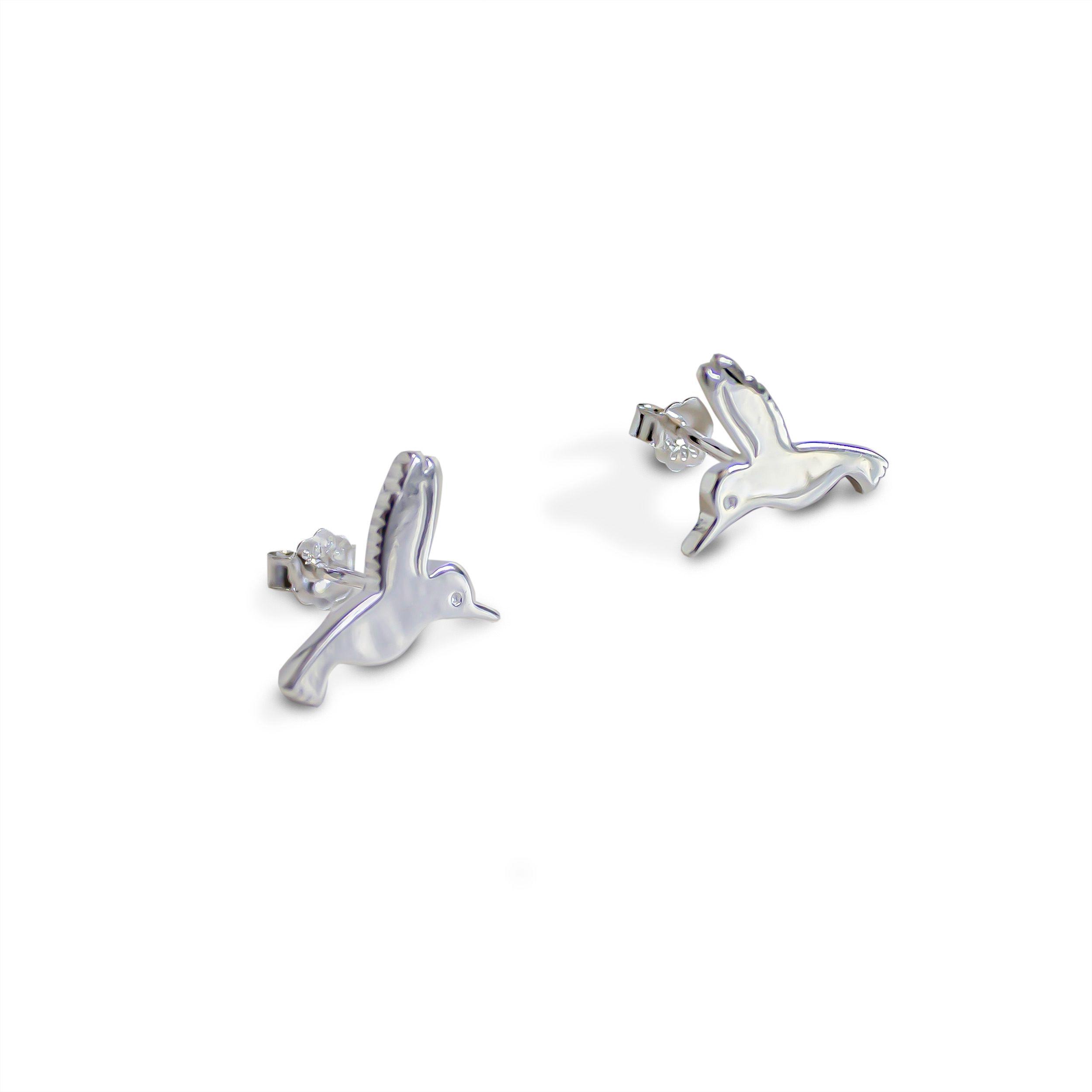 Aros Colibrí Liso Plata Fina 925 -1