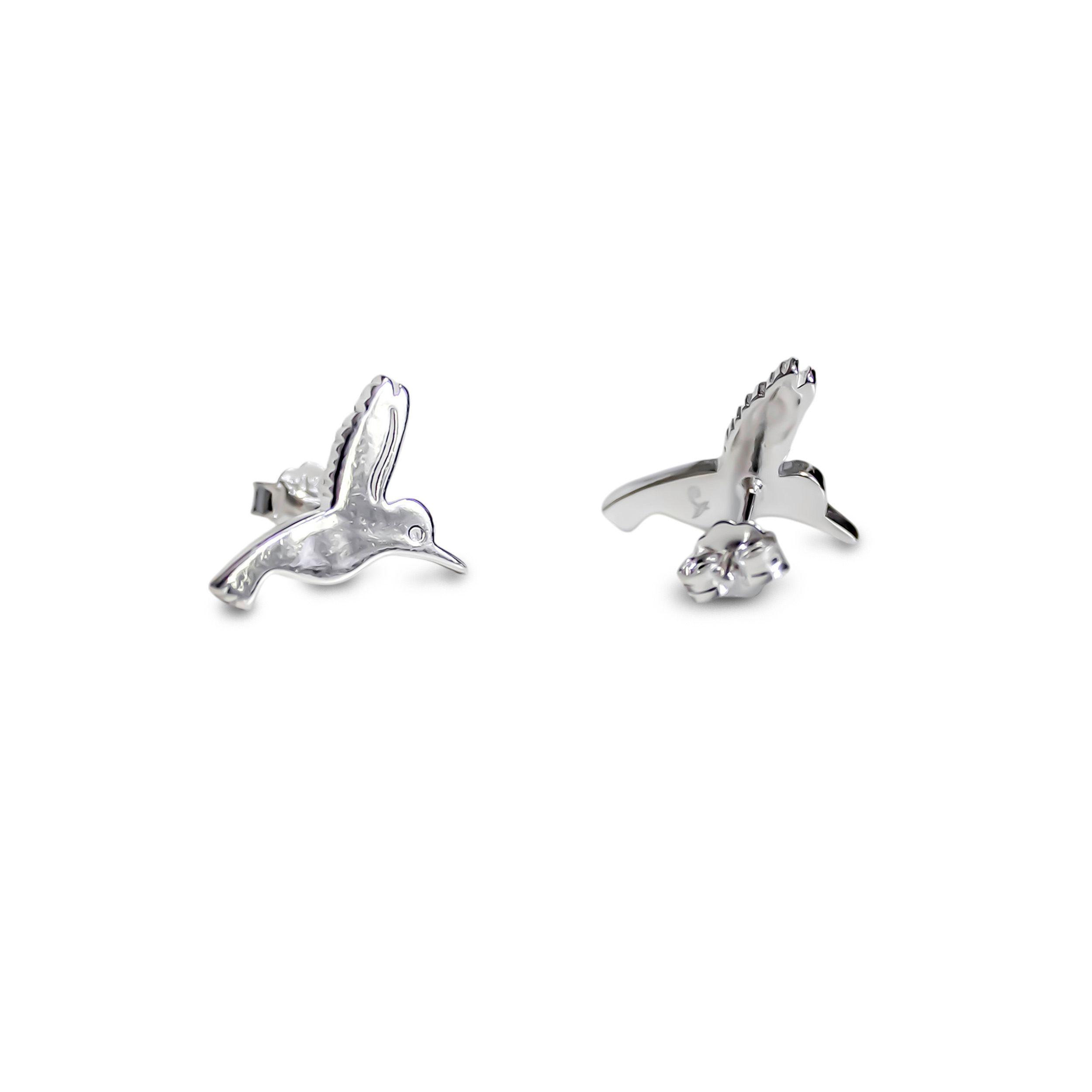 Aros Colibrí Liso Plata Fina 925 -2