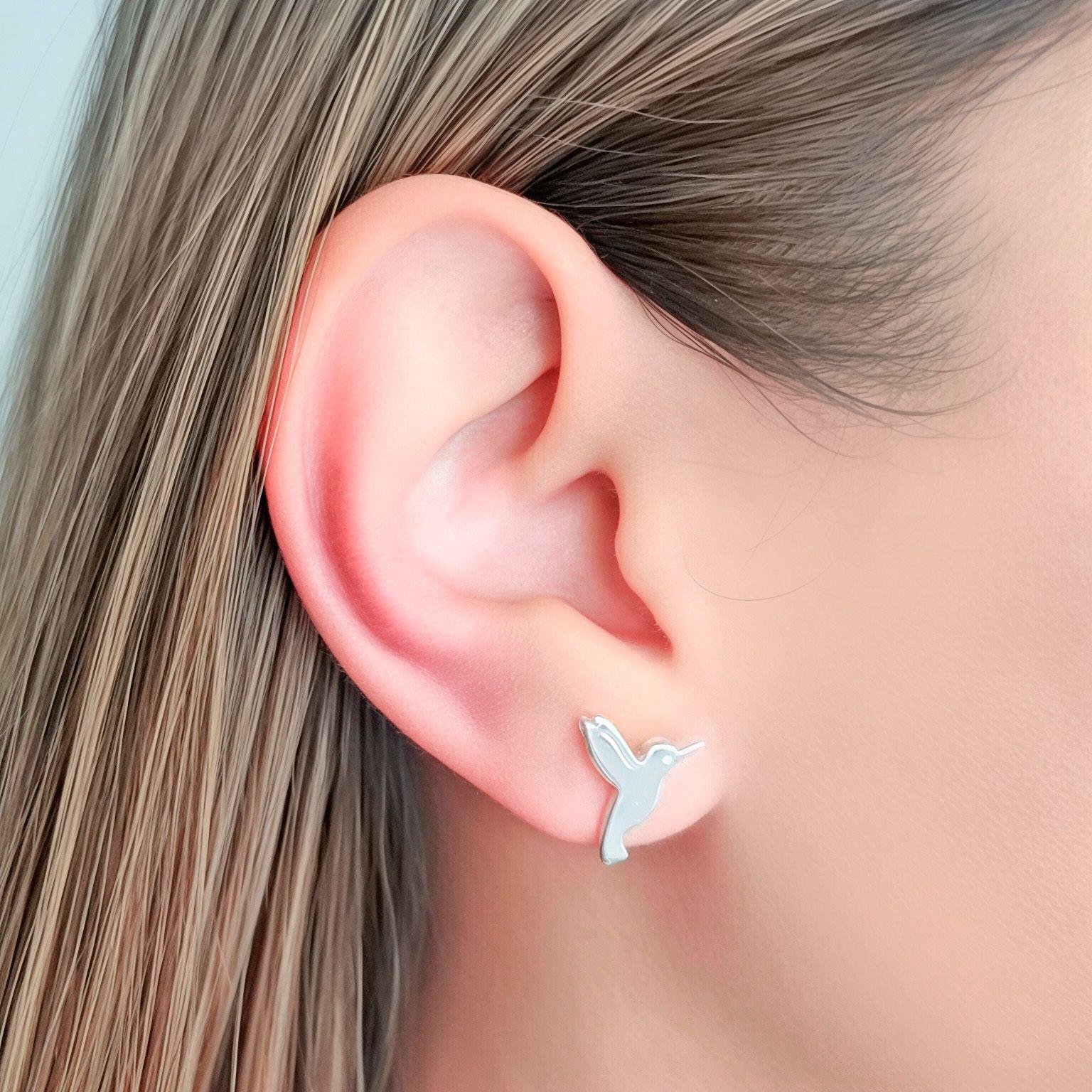 Aros Colibrí Liso Plata Fina 925 -3