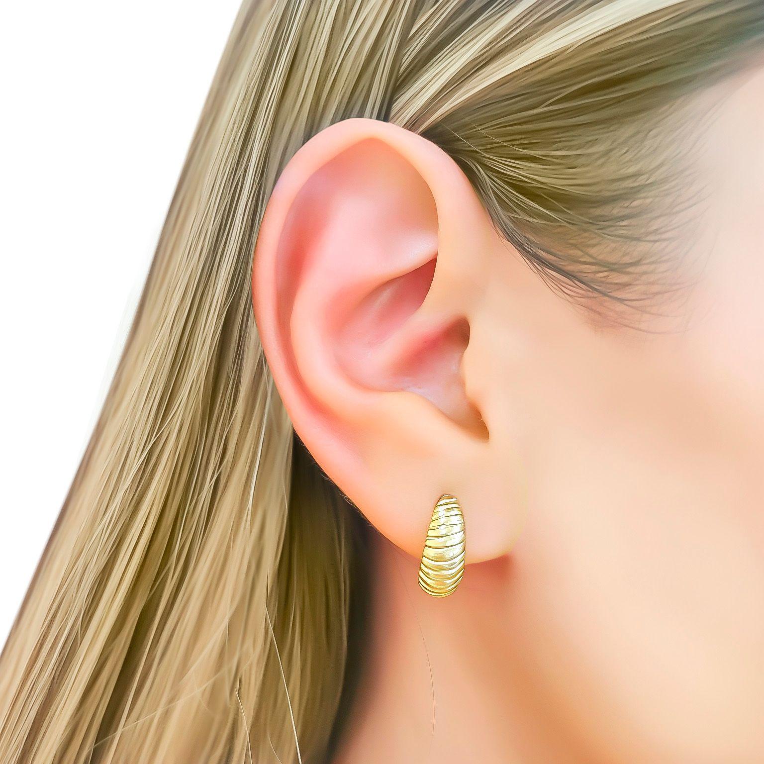 Aros Argolla Bote Estriado Enchapada Enchapado Oro 18K -2