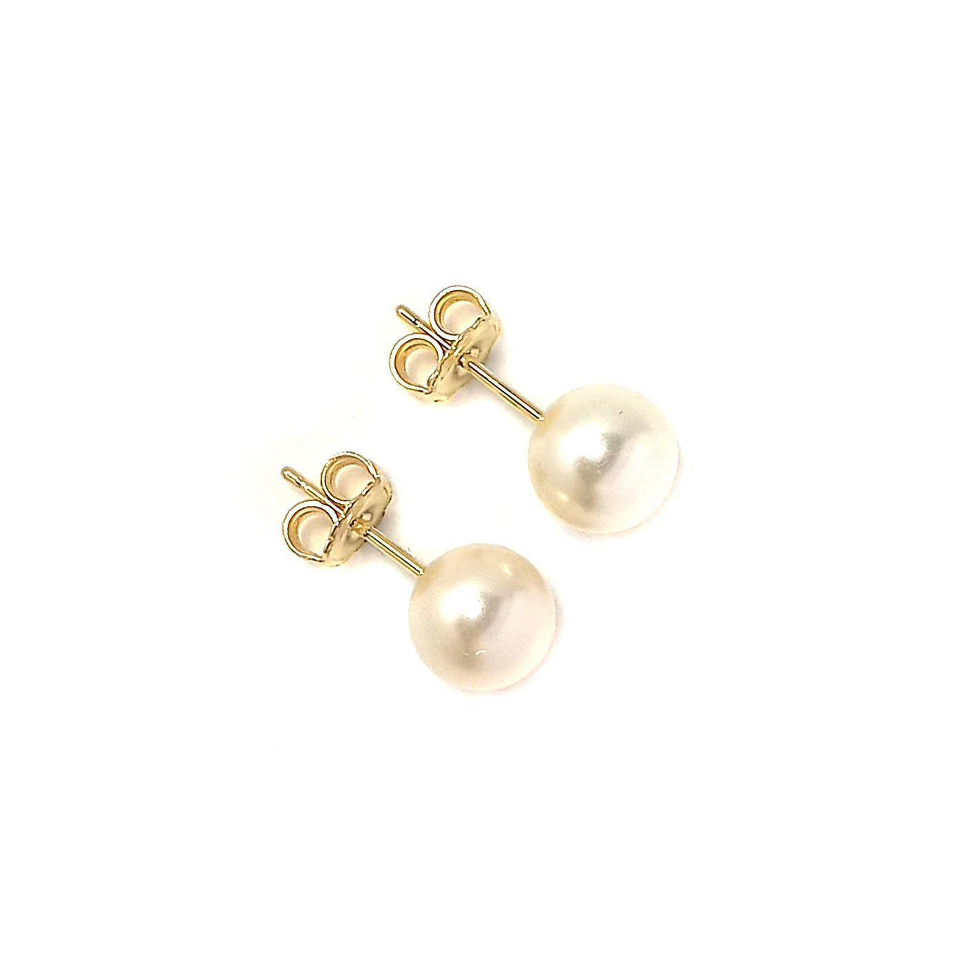 Aros Perla Sintética 8mm Enchapado Oro 18K-2