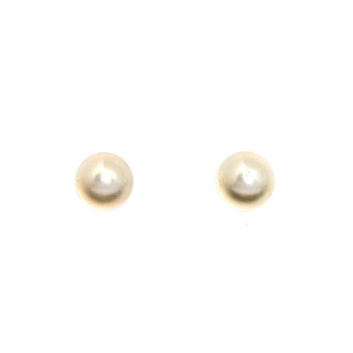 Aros Perla Sintética 8mm Enchapado Oro 18K-2