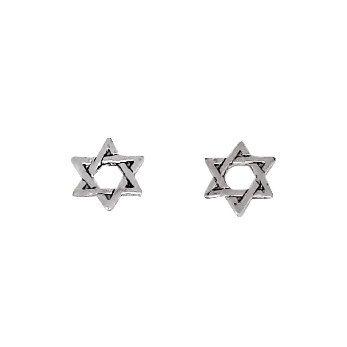 Aros Estrella De David 8mm Plata Fina 925 Envejecida-2