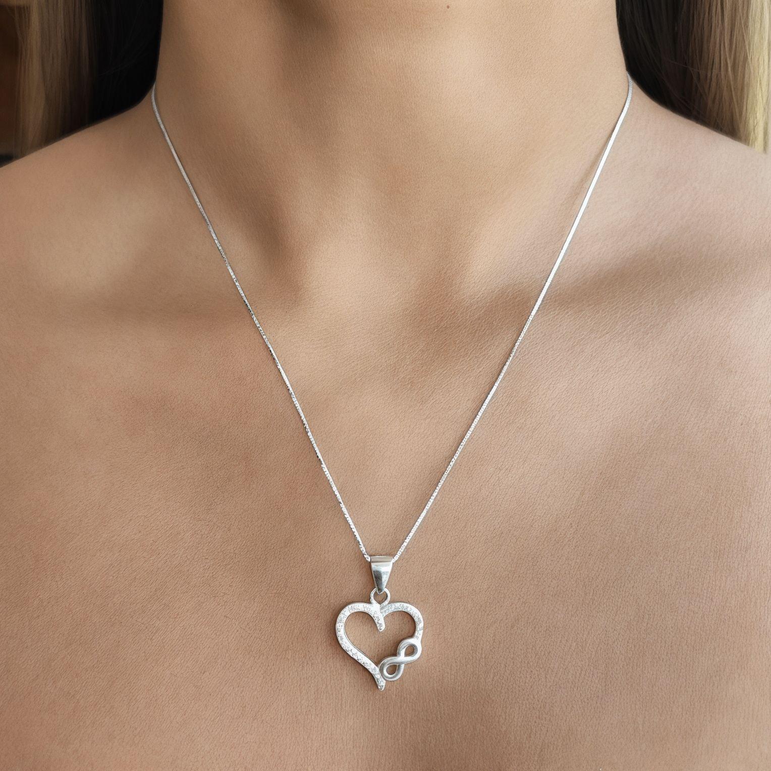 Collar Corazón Infinito Circón Plata Fina 925-2