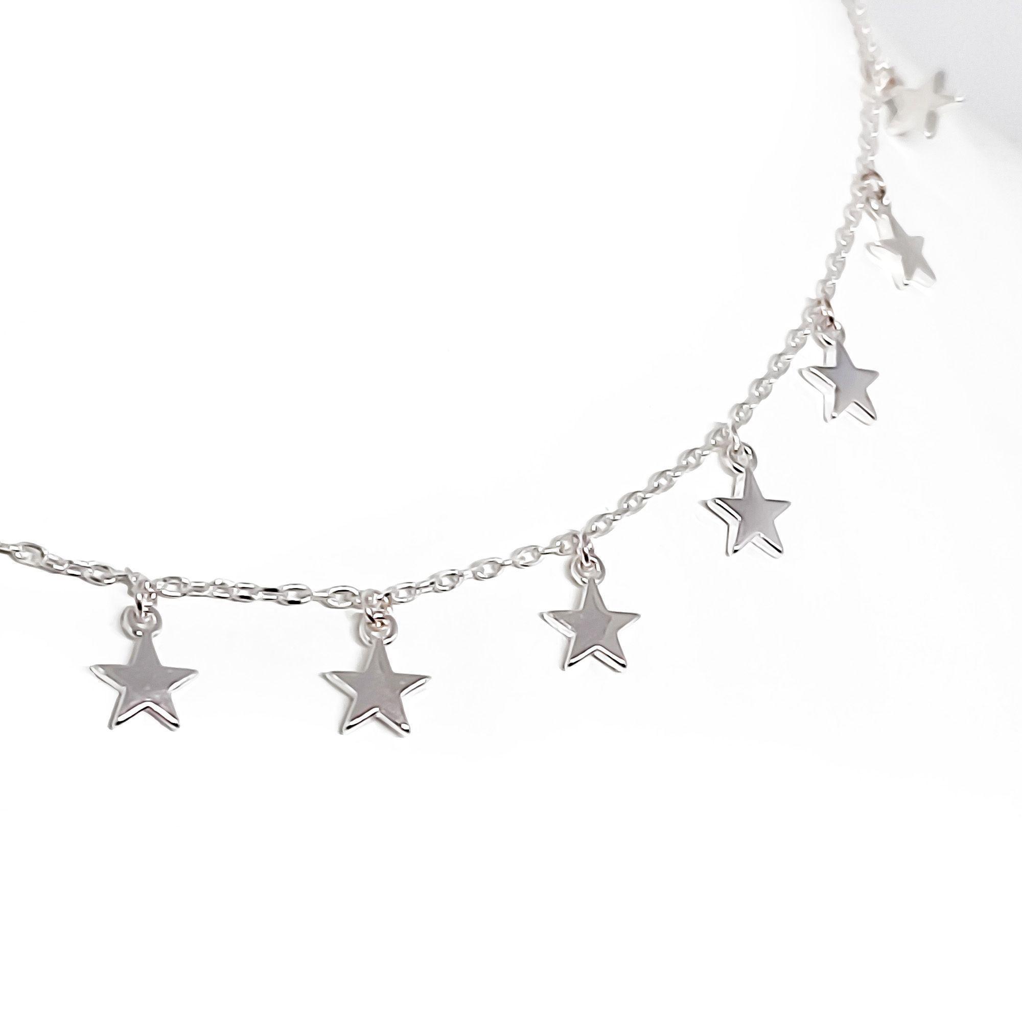 Collar Choker 12 Estrellas Plata Fina 925-2