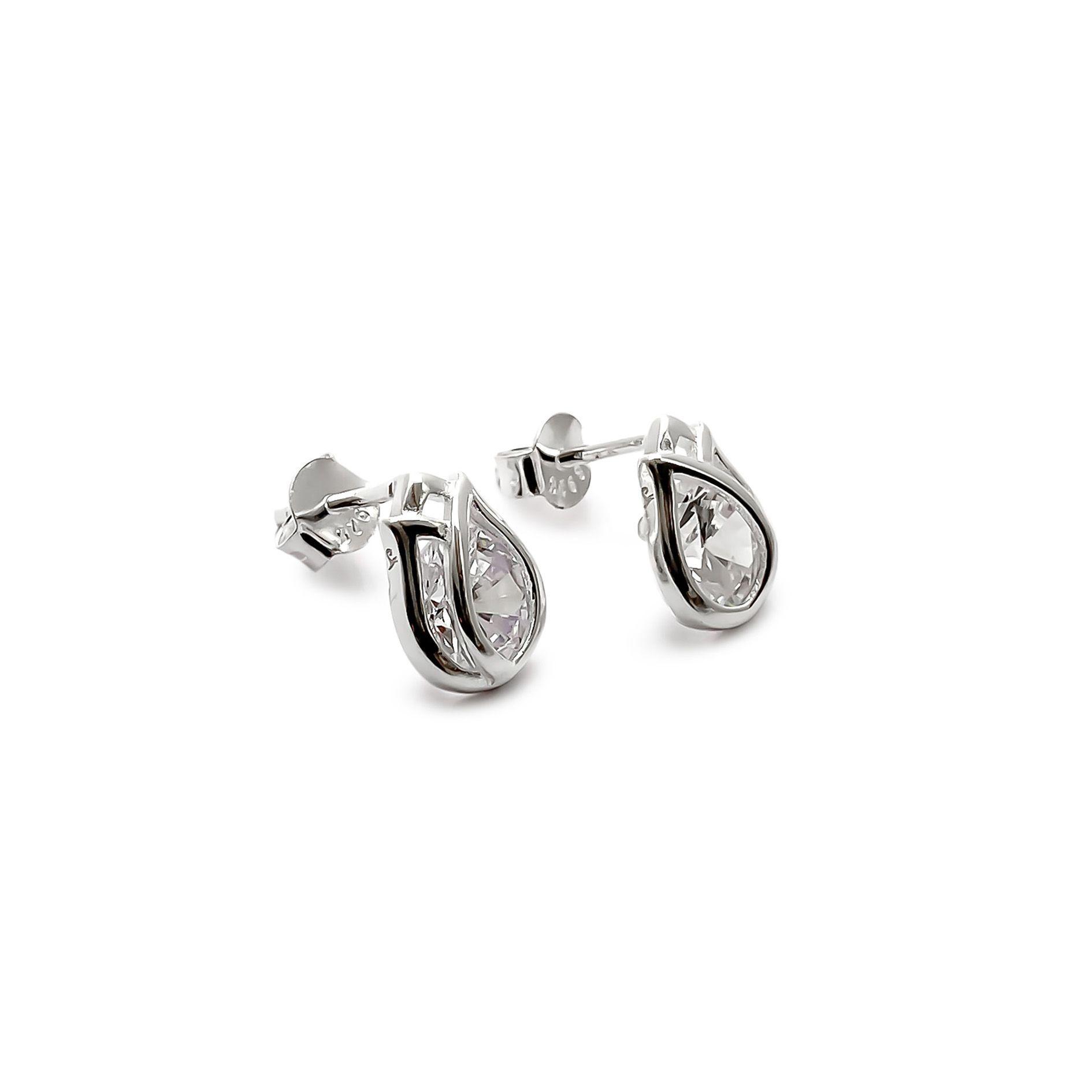 Aros Tulipán Circón Plata Fina 925-2