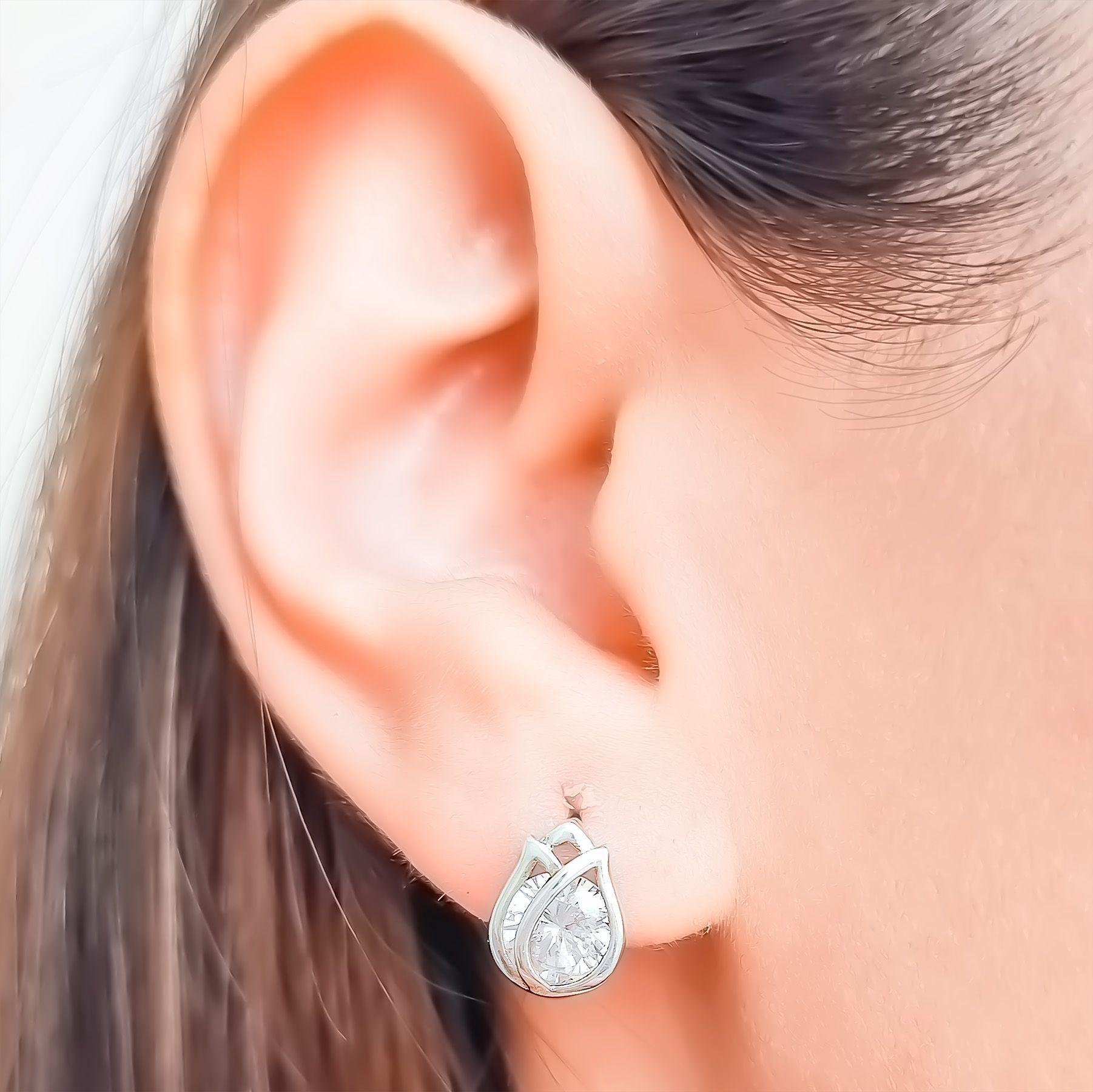 Aros Tulipán Circón Plata Fina 925-3