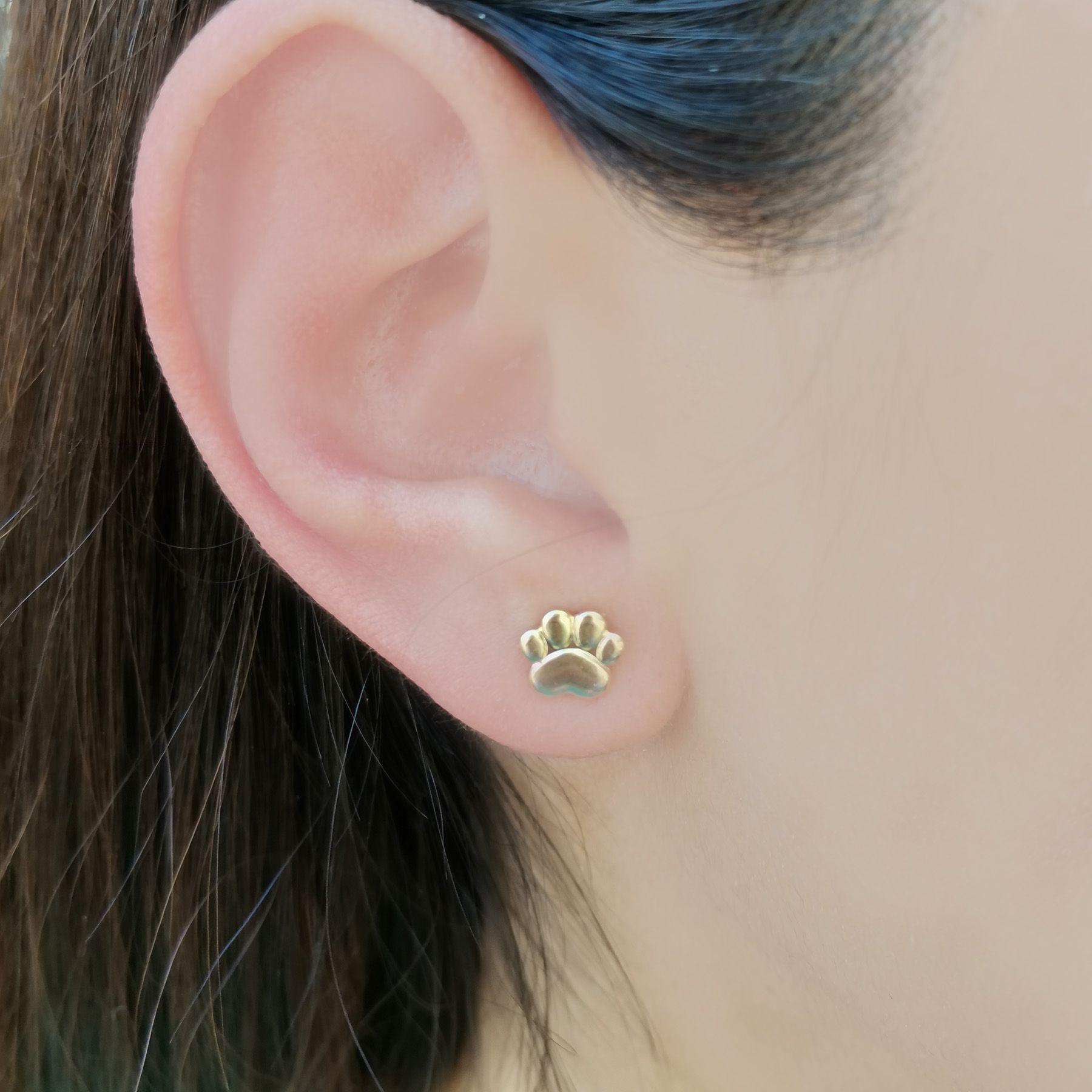 Aros Huella Perro Enchapado Oro 18K-3