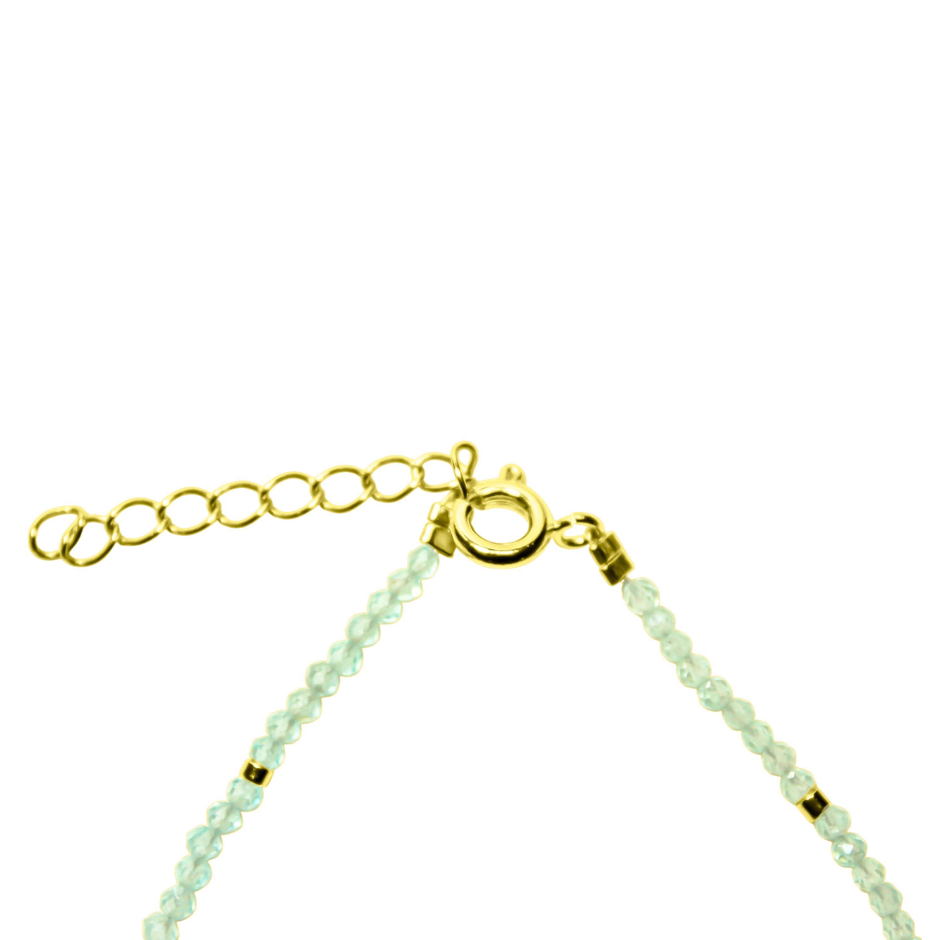Pulsera Topacio Celeste Mostacilla Enchapado Oro 18K-2