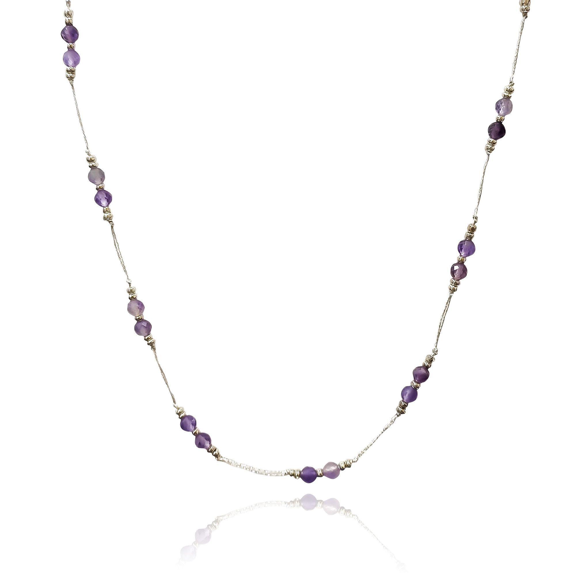 Collar Amatista Facetada 4mm Hilos Plata Fina 925-1