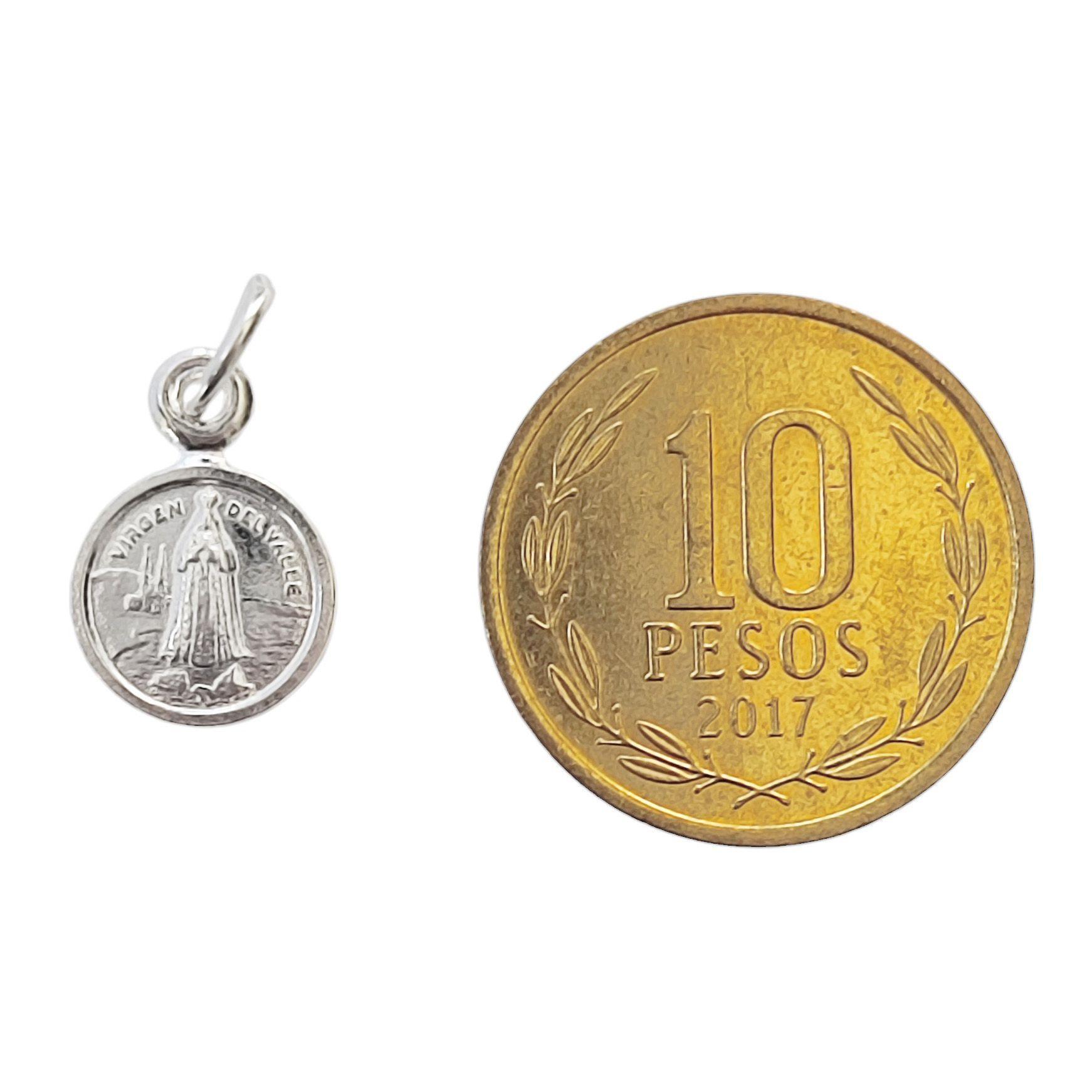 Colgante Medalla Virgen Del Valle 10mm Plata Fina 925-2