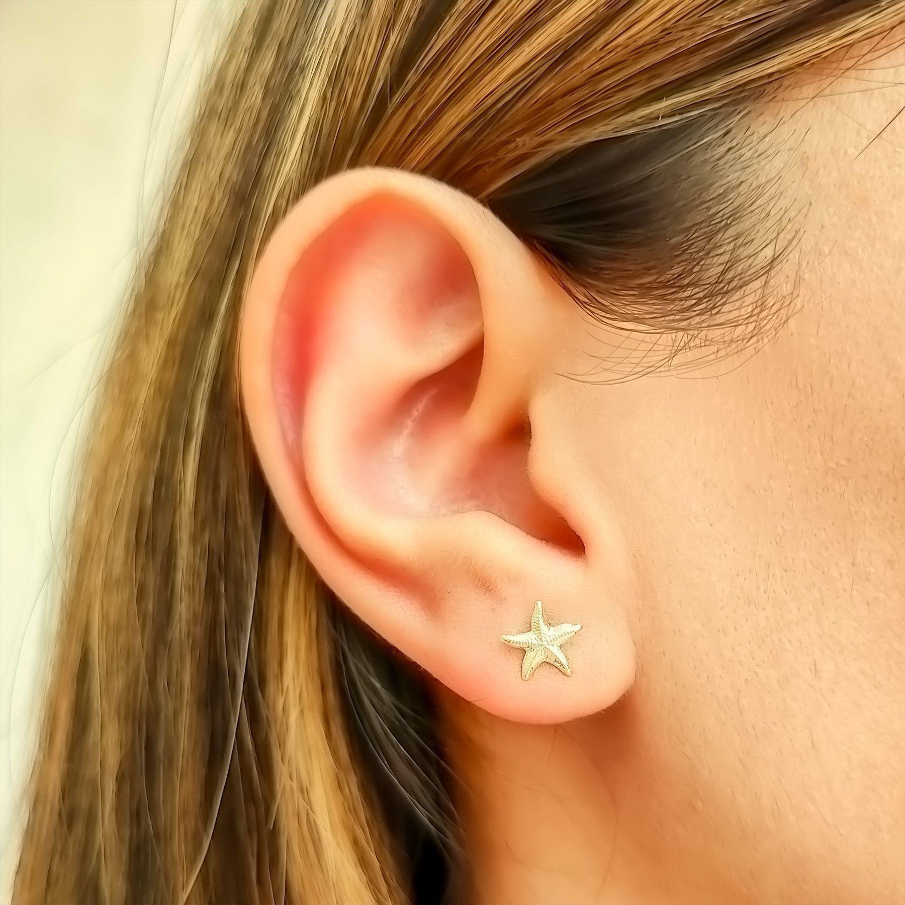 Aros Estrella De Mar Enchapado Oro 18K-3