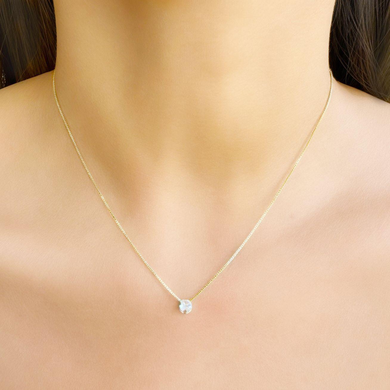 Collar Punto De Luz Circón 4mm Enchapado Oro 18K-3