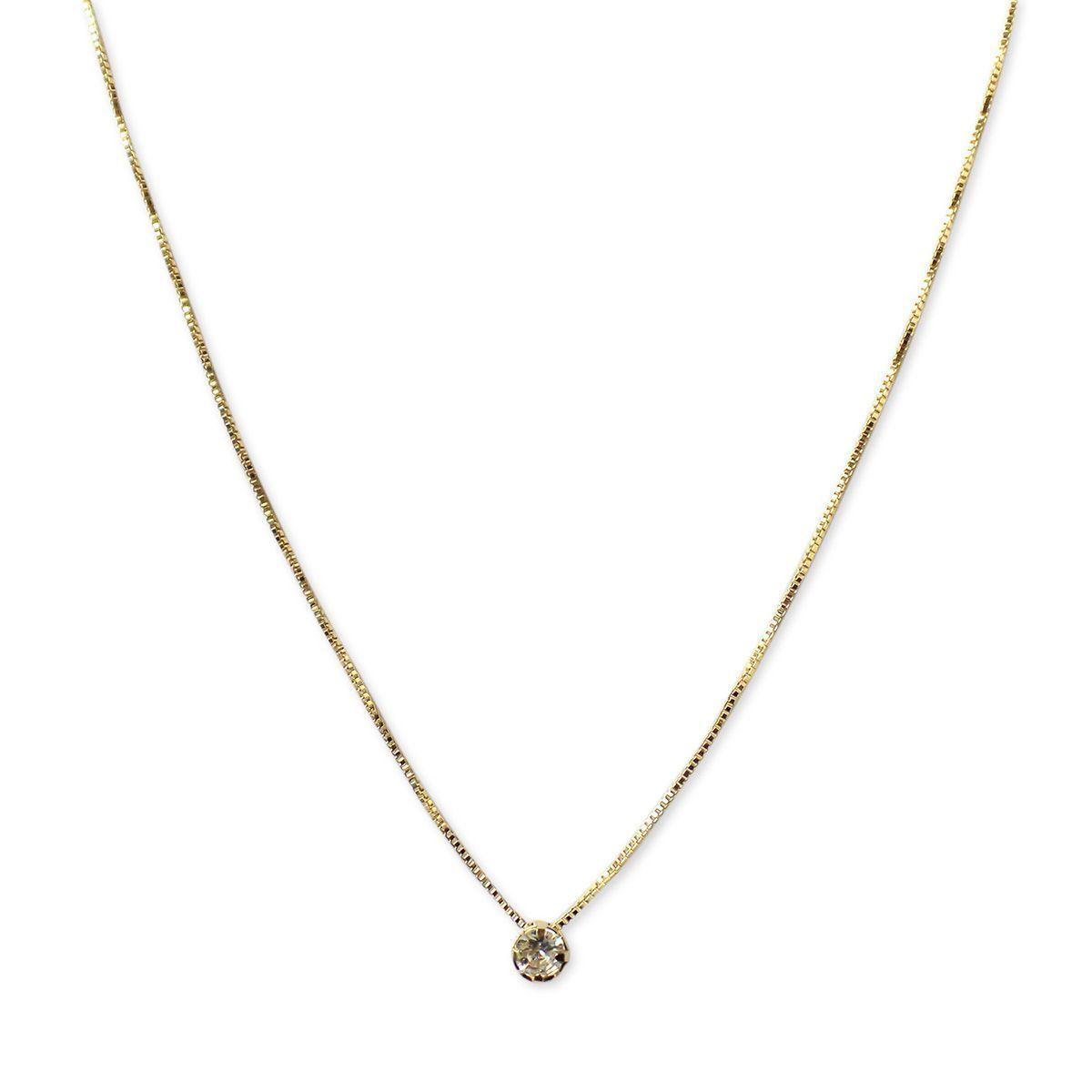 Collar Punto De Luz Circón 4mm Enchapado Oro 18K-2