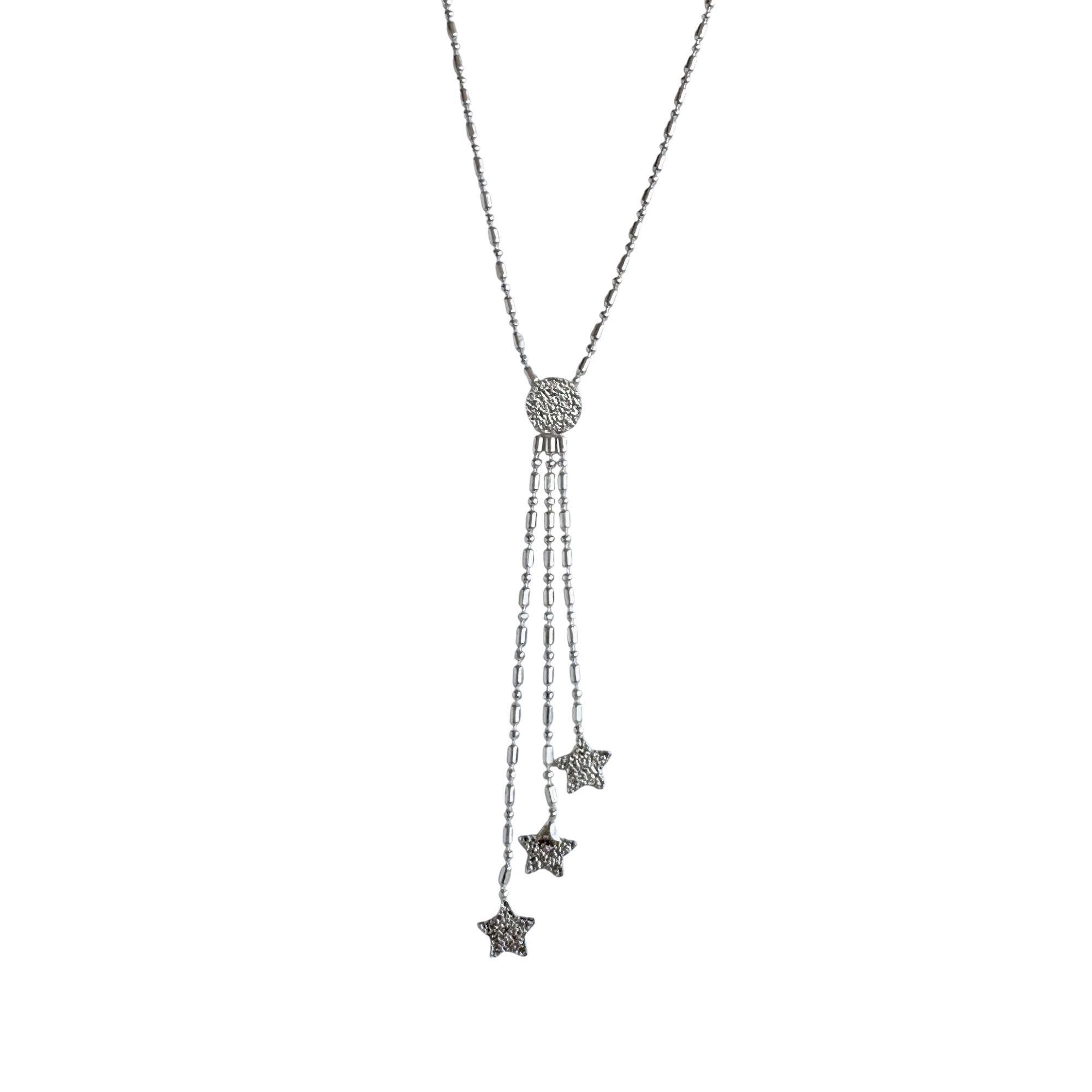 Collar Péndulo Punto Coma 3 Estrellas Plata Fina 925-2