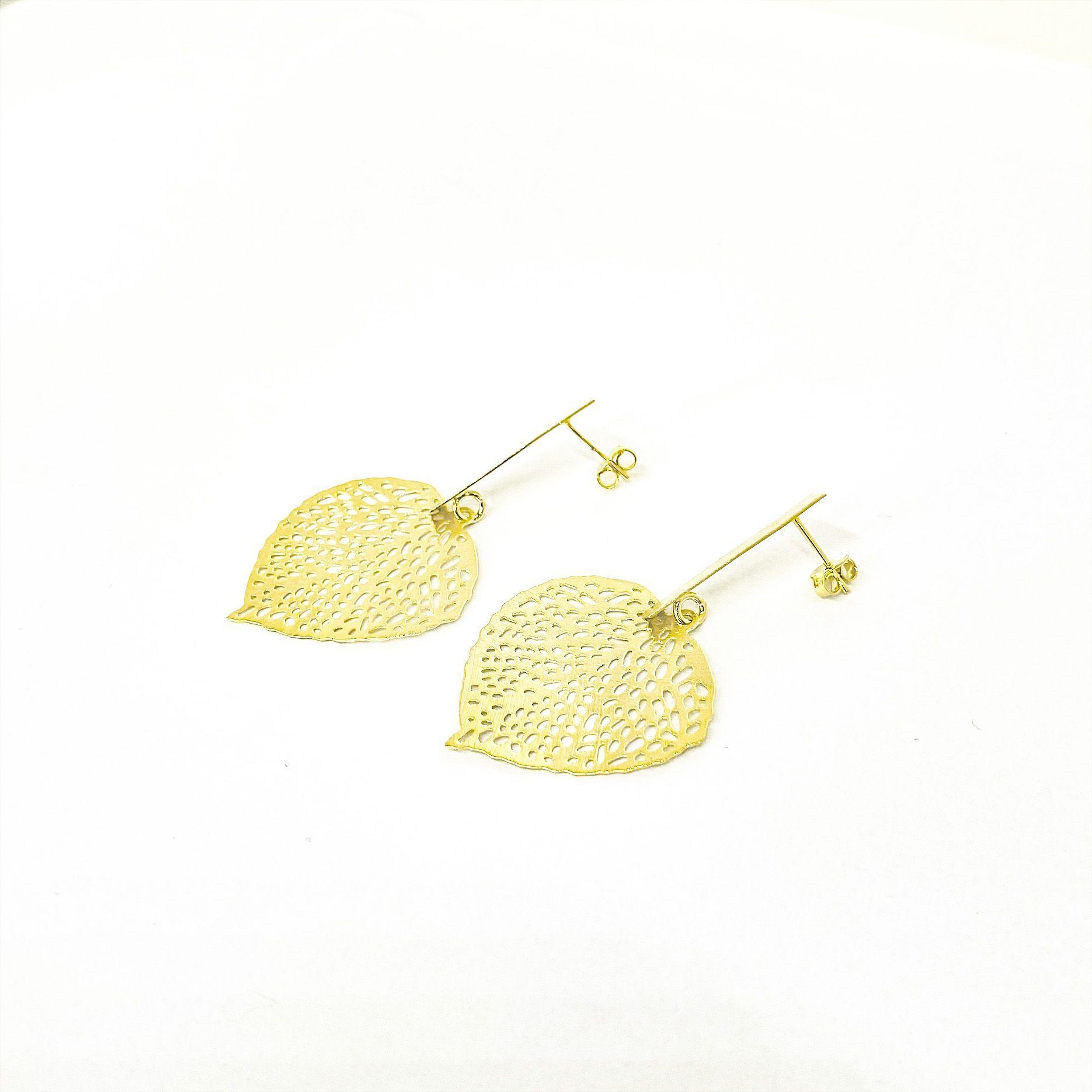 Aros Avani Hoja Enchapado Oro 18Ka-1