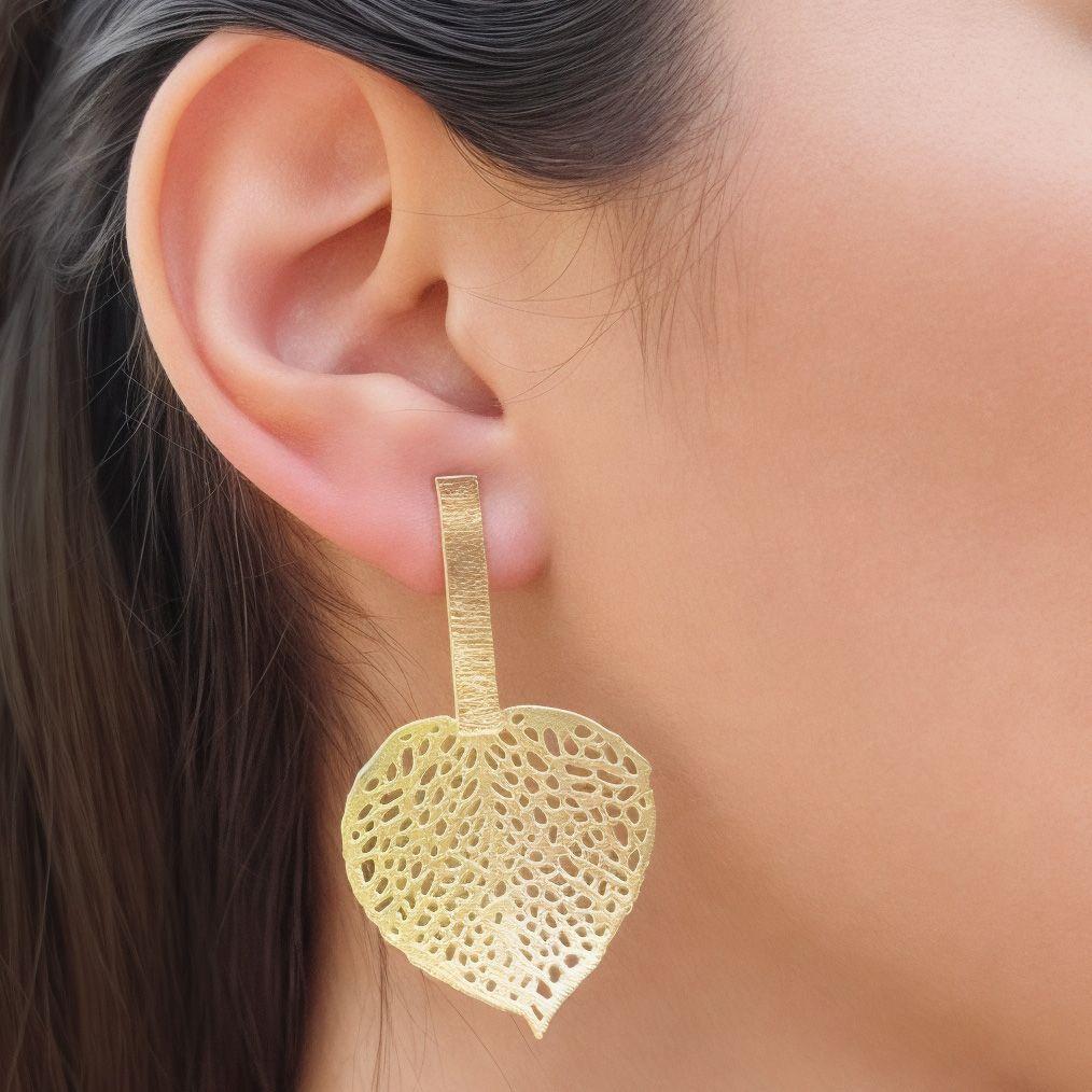 Aros Avani Hoja Enchapado Oro 18Ka-2
