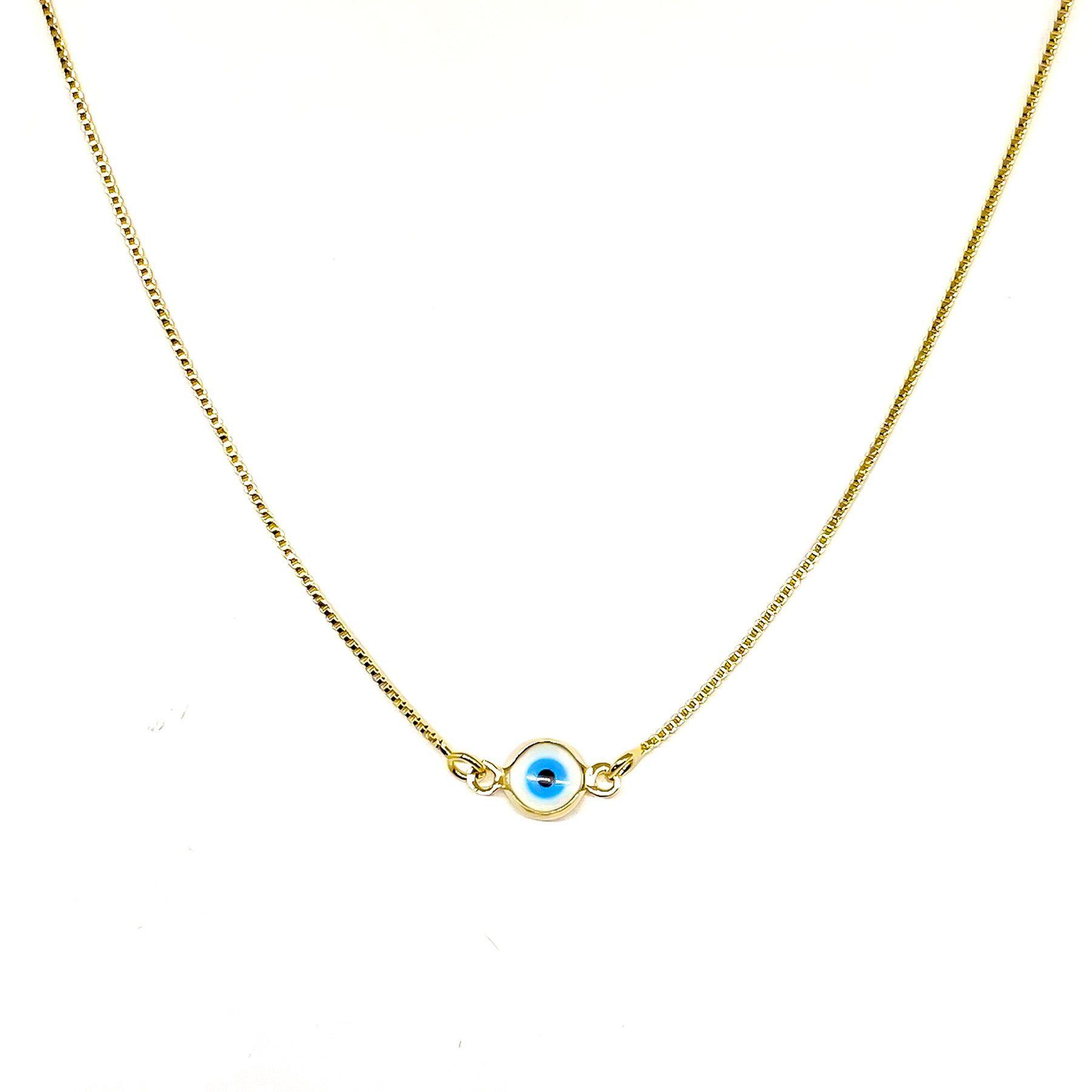 Collar Ojo Turco 6mm Enchapado Oro 18K-0