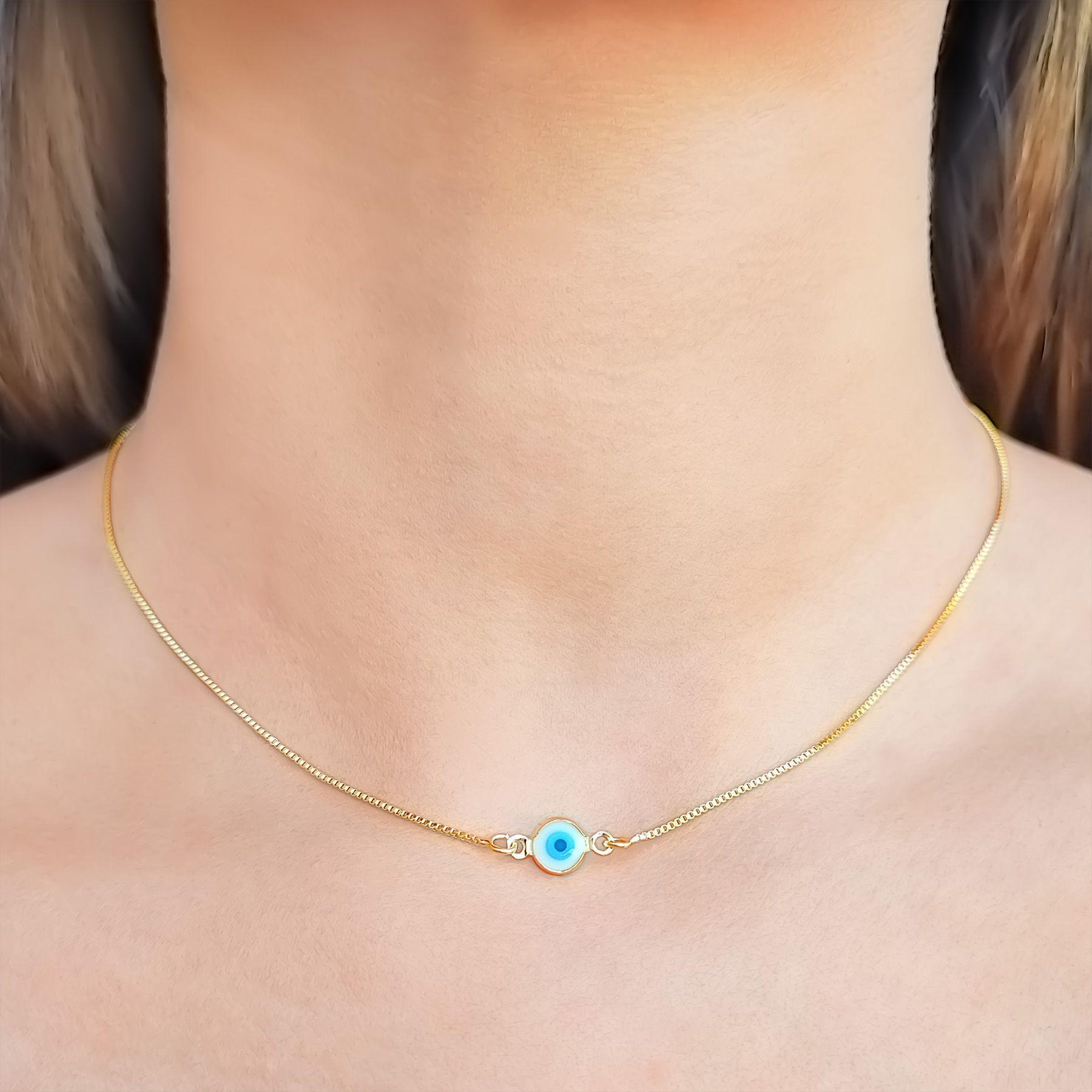 Collar Ojo Turco 6mm Enchapado Oro 18K-3