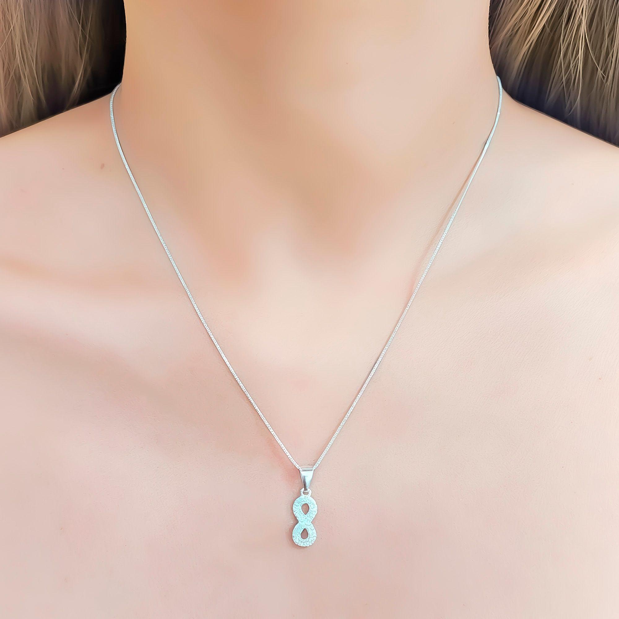 Collar Infinito Circón Veneciana Mini Plata Fina 925-2