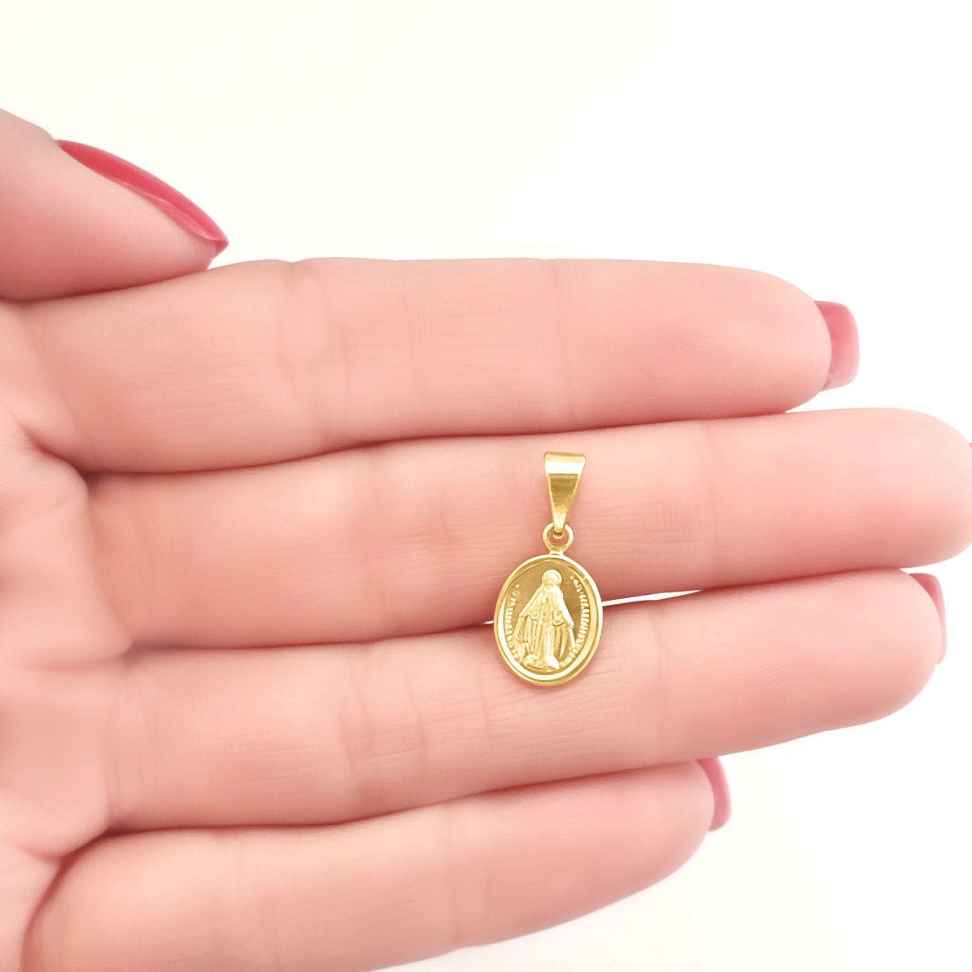 Colgante Medalla Virgen De Los Rayos 9mm Ovalado Enchapado Oro 18K-3