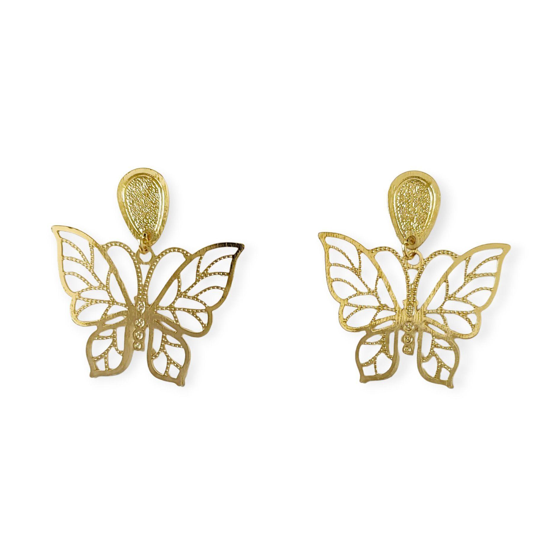 Aros Mariposa Enchapado Oro 18K-0
