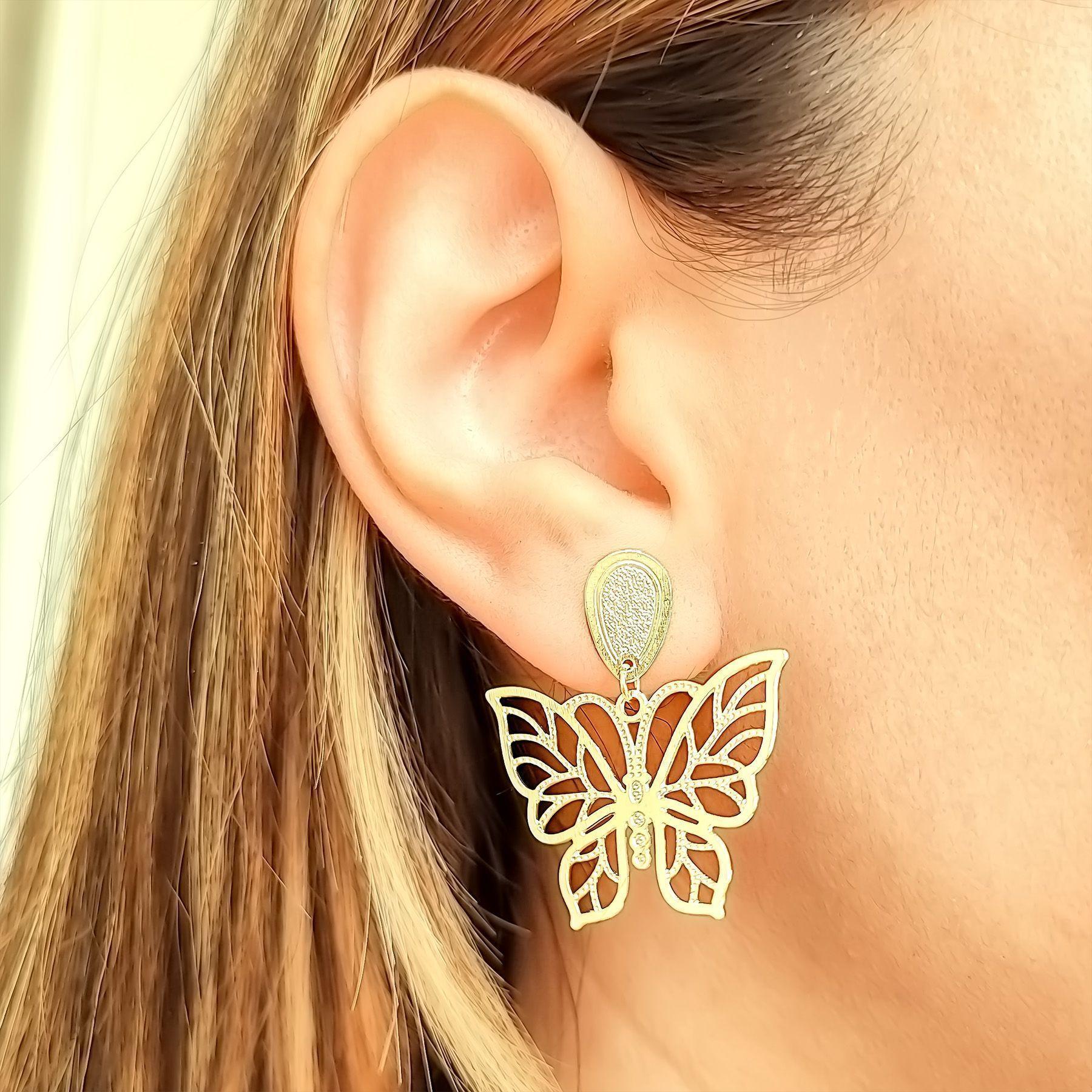 Aros Mariposa Enchapado Oro 18K-1
