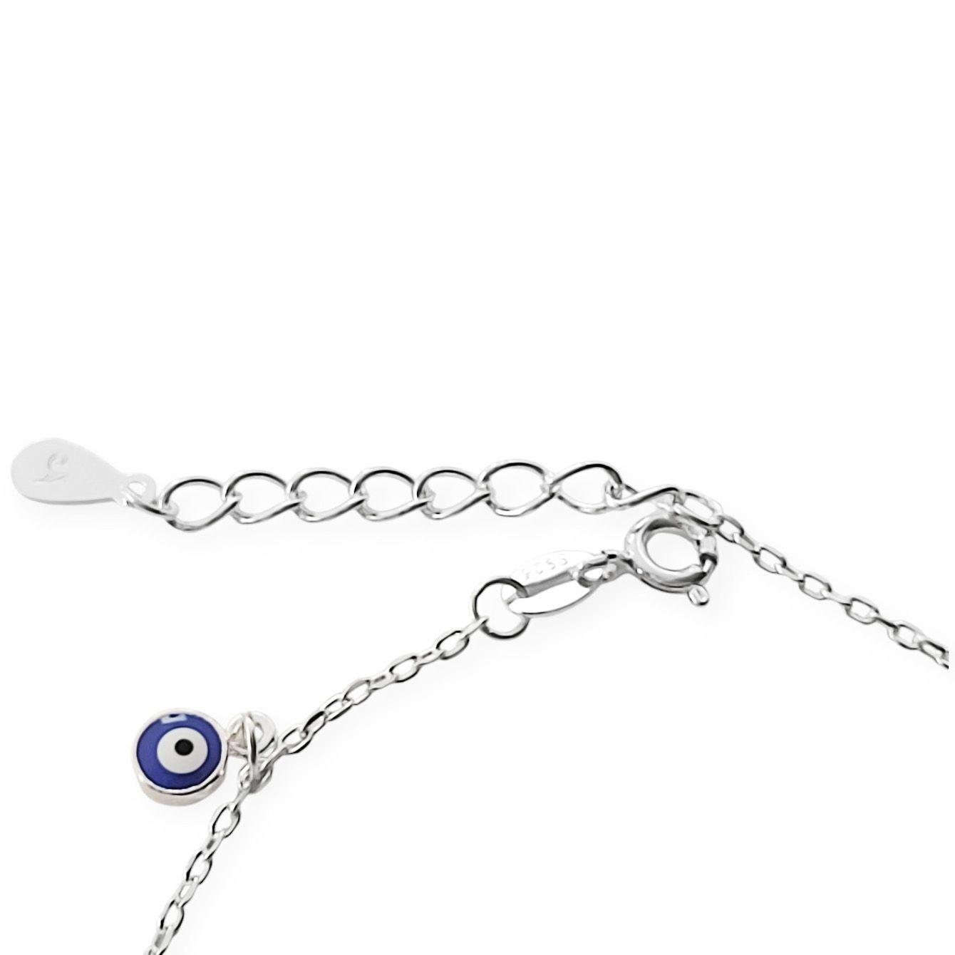 Pulsera Ojo Turco Cristal Azul Plata Fina 925-2
